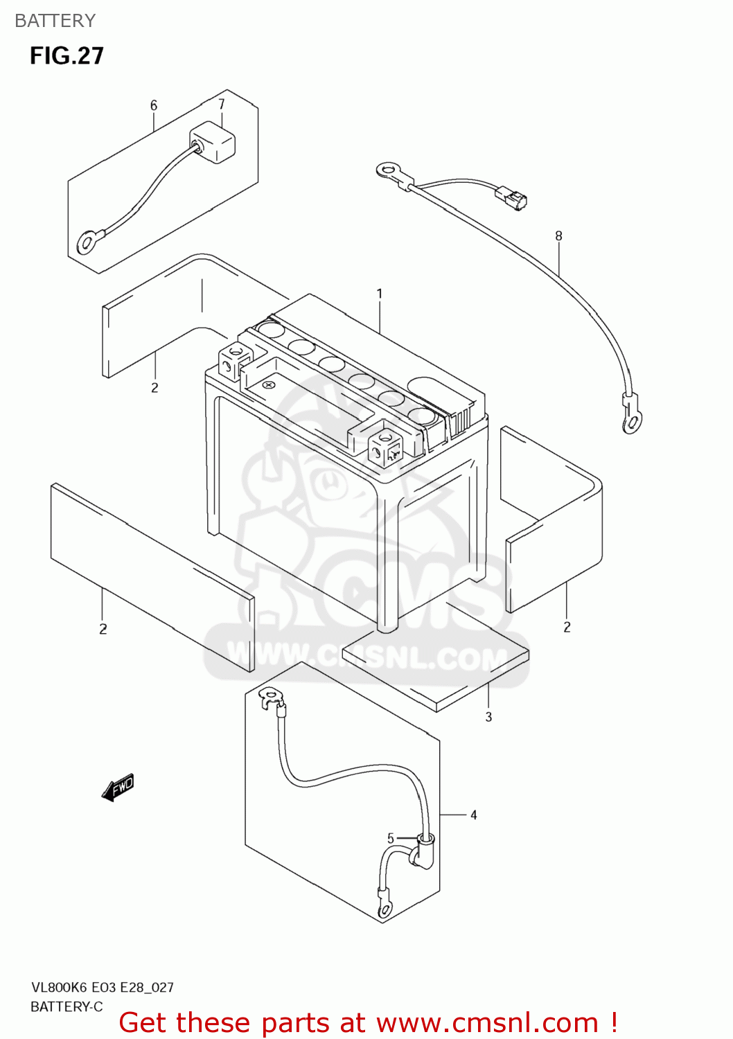 BATTERY VL800C BOULEVARD C50 2007 (K7) USA CALIFORNIA (E03 E33)