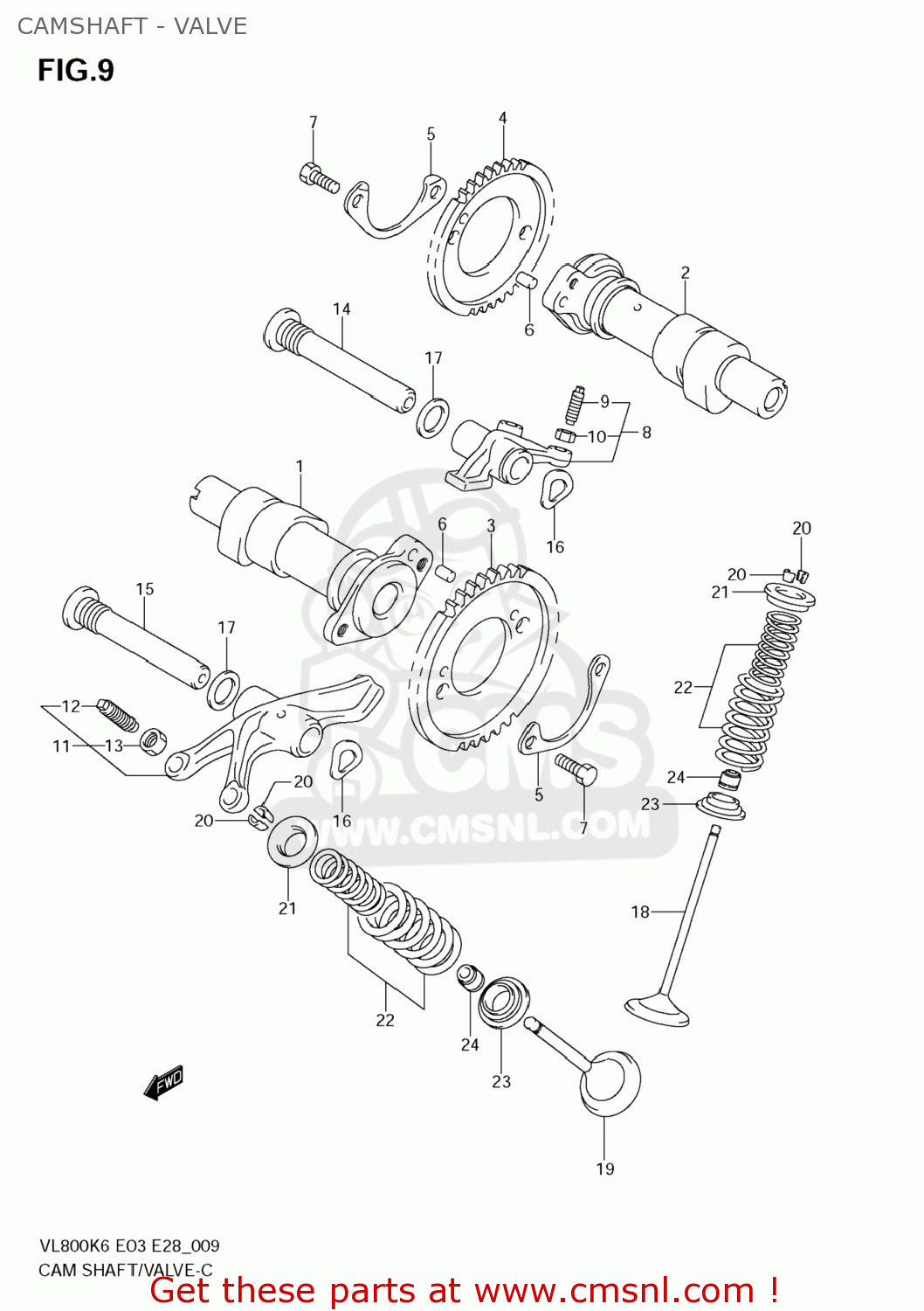 CAMSHAFT - VALVE VL800C BOULEVARD C50 2007 (K7) USA CALIFORNIA (E03 E33)