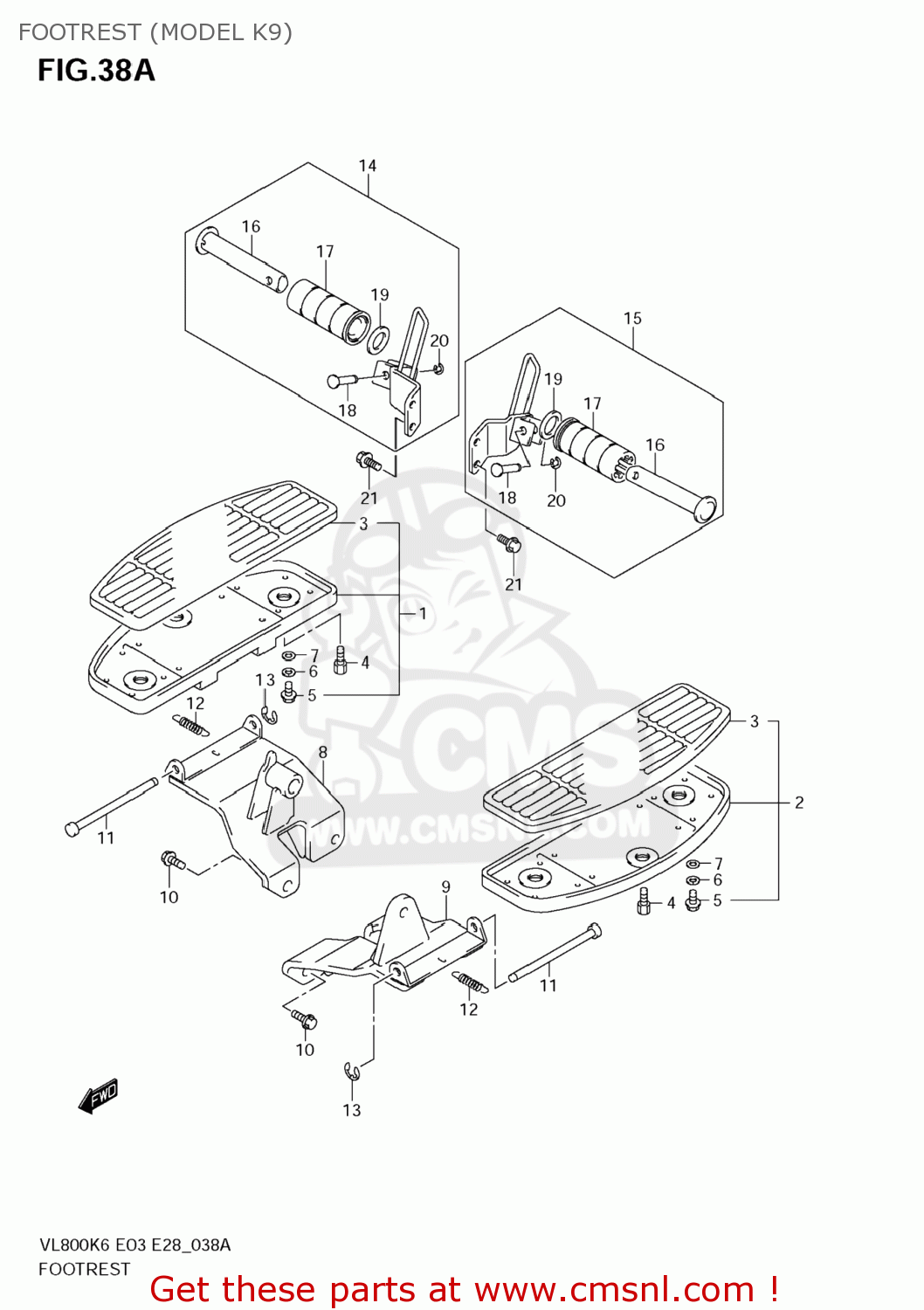 FOOTREST (MODEL K9) VL800C BOULEVARD C50 2007 (K7) USA CALIFORNIA (E03 E33)