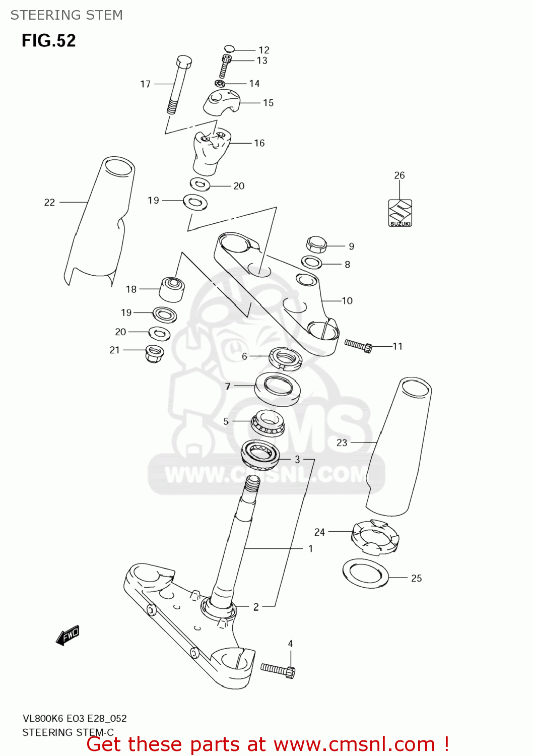 STEERING STEM VL800C BOULEVARD C50 2007 (K7) USA CALIFORNIA (E03 E33)