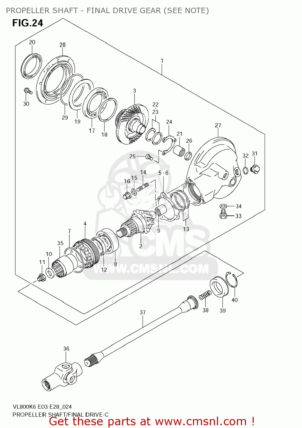 PROPELLER SHAFT - FINAL DRIVE GEAR (SEE NOTE) VL800C BOULEVARD C50 2008 (K8) USA CALIFORNIA (E03 E33)