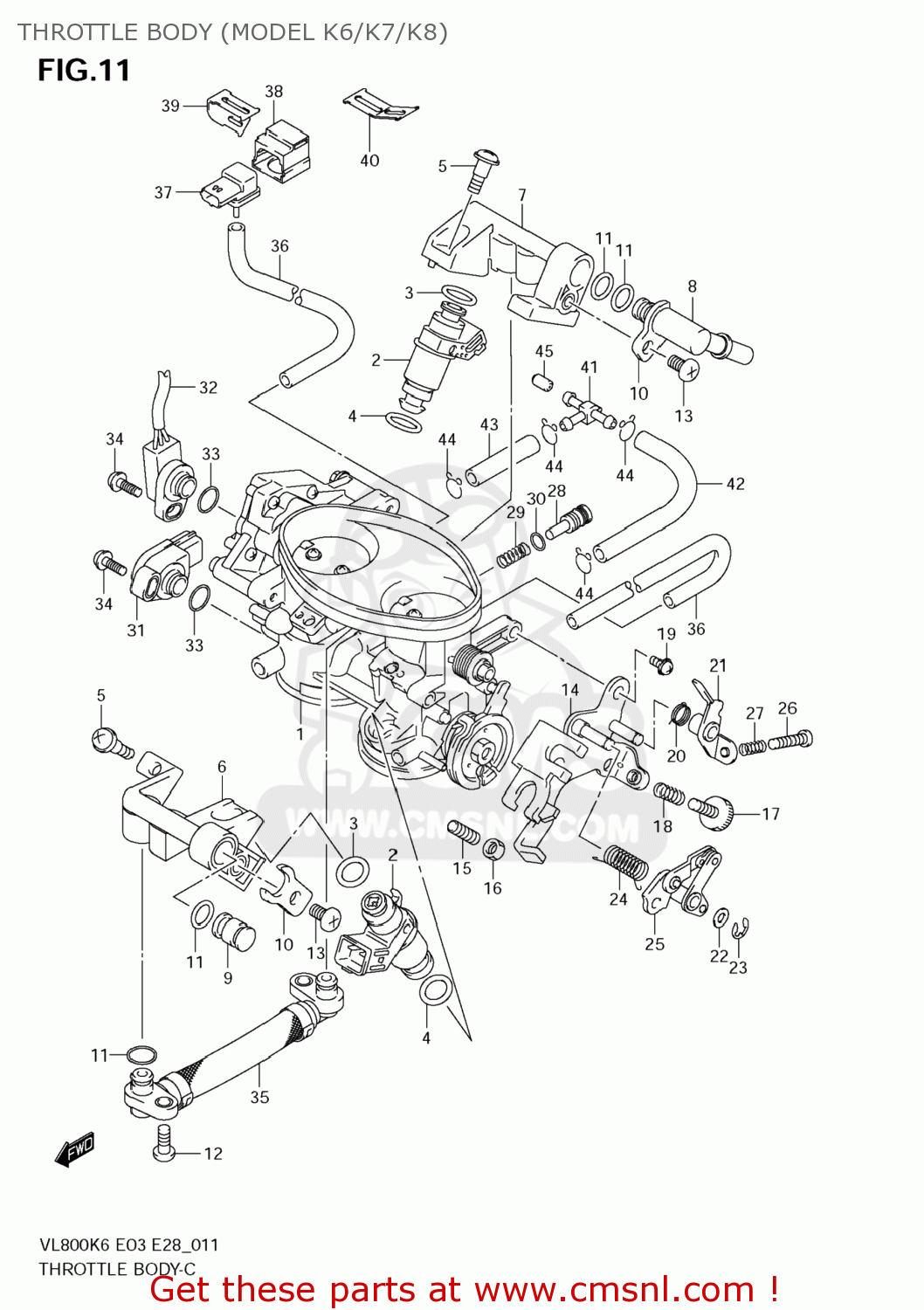 THROTTLE BODY (MODEL K6/K7/K8) VL800C BOULEVARD C50 2008 (K8) USA CALIFORNIA (E03 E33)
