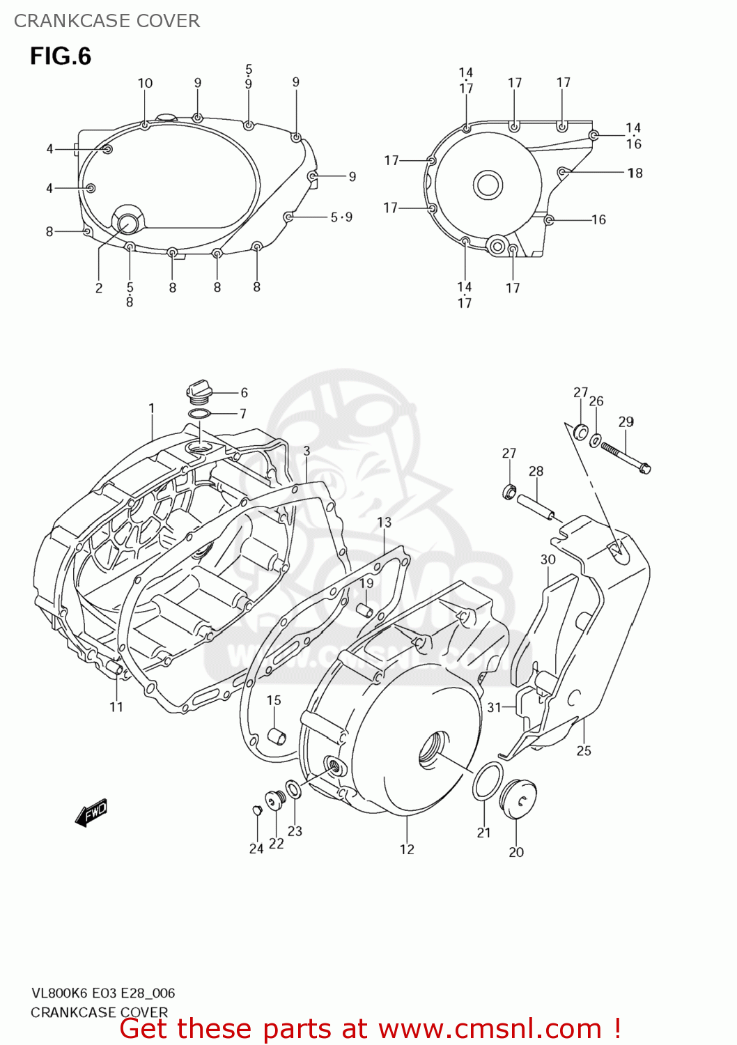 CRANKCASE COVER VL800C BOULEVARD C50 2009 (K9) USA CALIFORNIA (E03 E33)