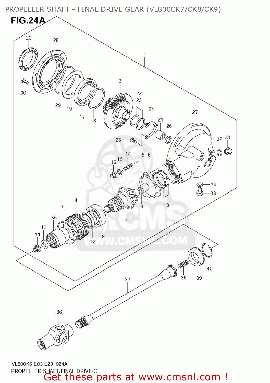 PROPELLER SHAFT - FINAL DRIVE GEAR (VL800CK7/CK8/CK9) VL800C BOULEVARD C50 2009 (K9) USA CALIFORNIA (E03 E33)