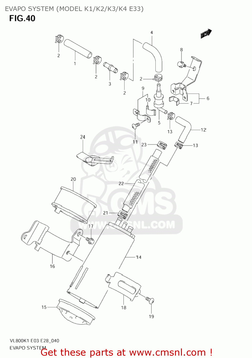 EVAPO SYSTEM (MODEL K1/K2/K3/K4 E33) VL800T BOULEVARD C50 2005 (K5) CALIFORNIA (E33)