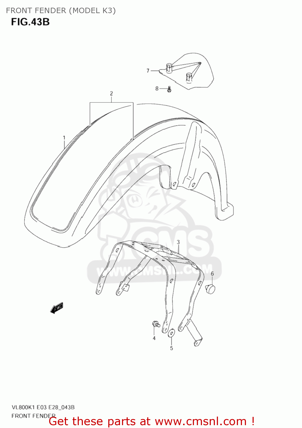 FRONT FENDER (MODEL K3) VL800T BOULEVARD C50 2005 (K5) CALIFORNIA (E33)