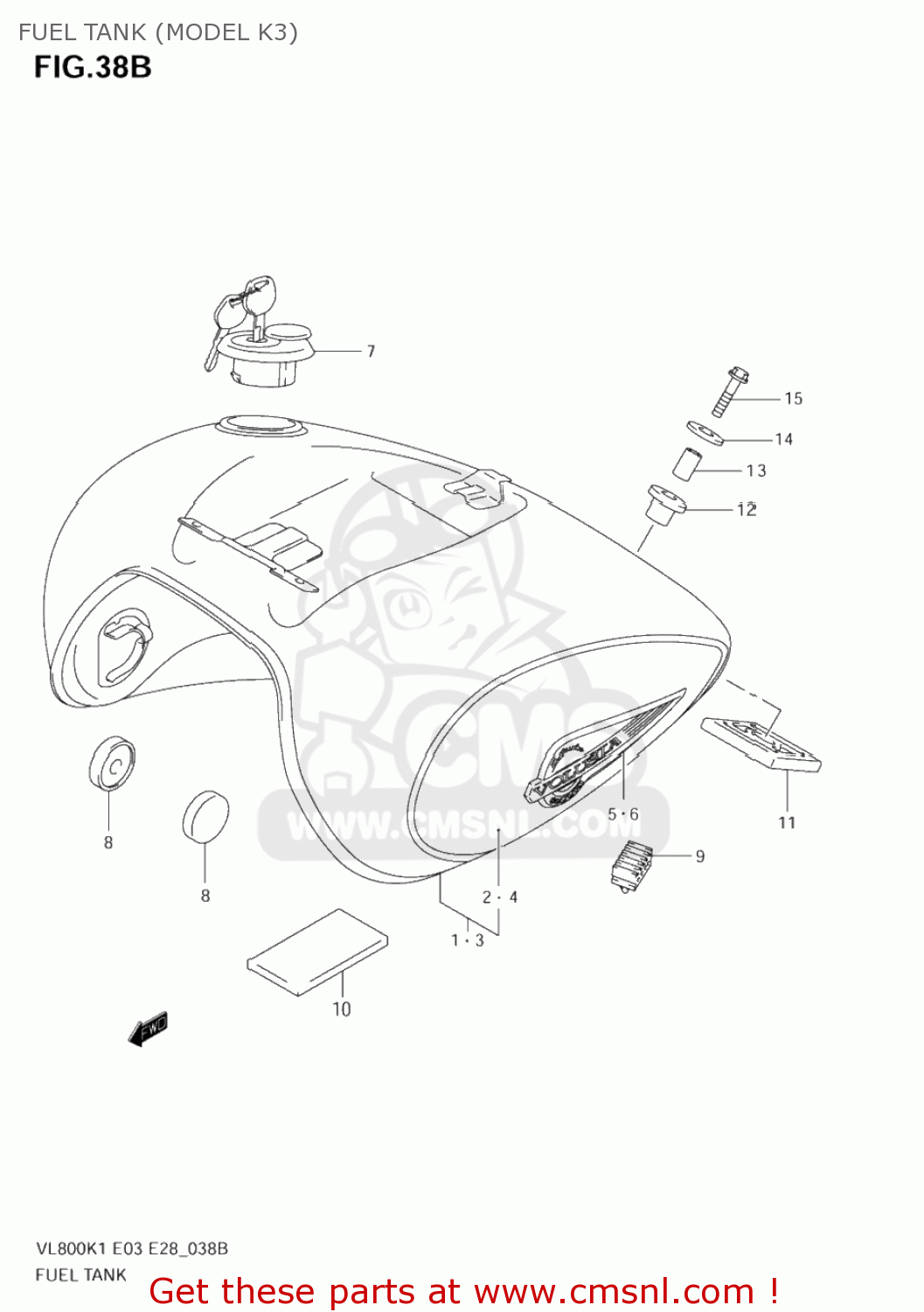 FUEL TANK (MODEL K3) VL800T BOULEVARD C50 2005 (K5) CALIFORNIA (E33)