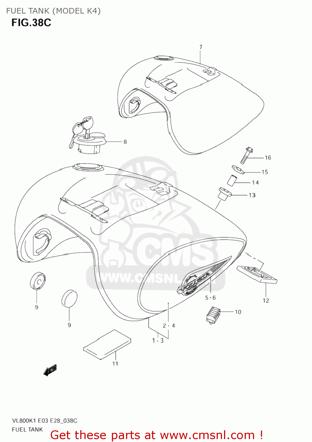FUEL TANK (MODEL K4) VL800T BOULEVARD C50 2005 (K5) CALIFORNIA (E33)