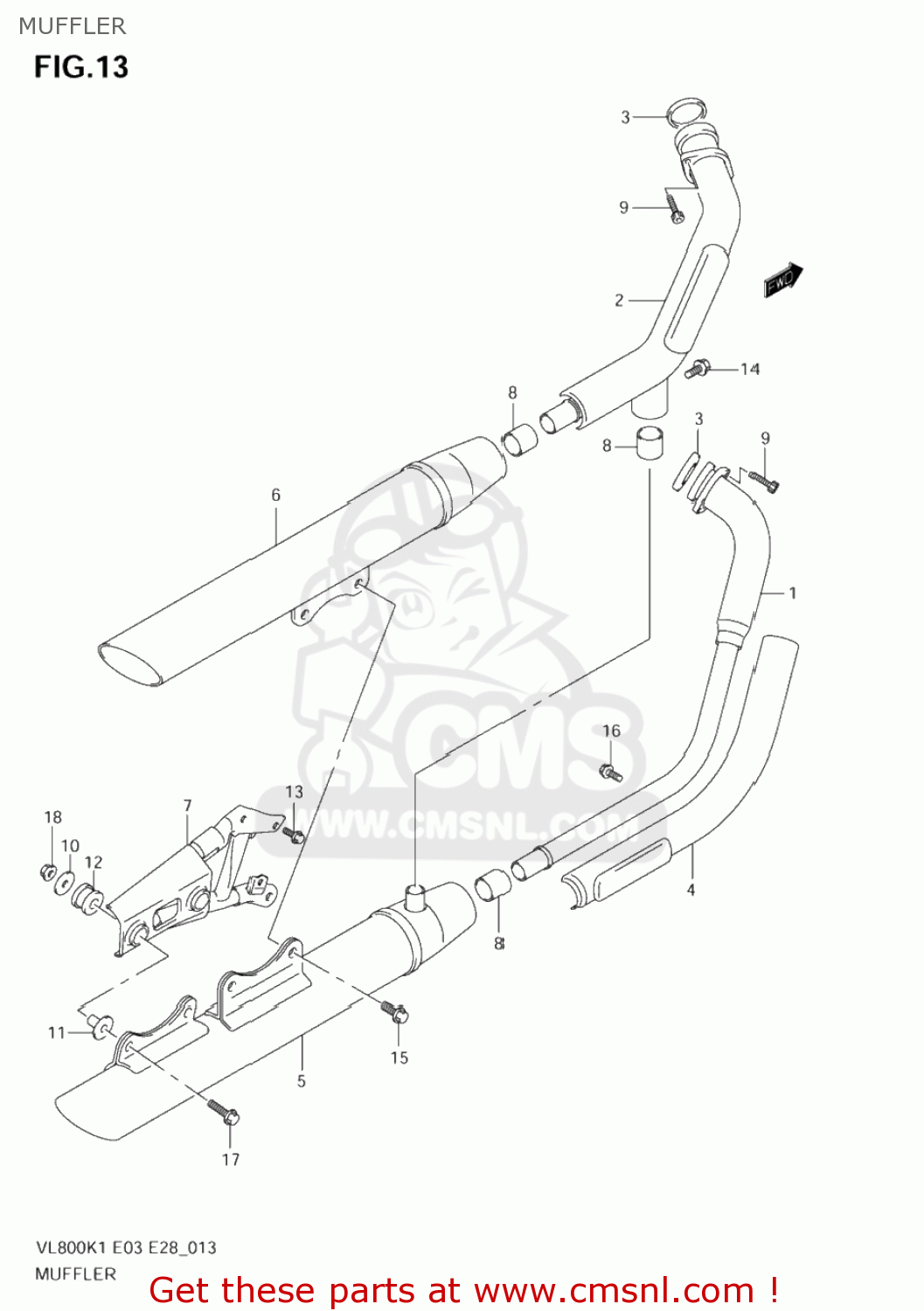 MUFFLER VL800T BOULEVARD C50 2005 (K5) CALIFORNIA (E33)