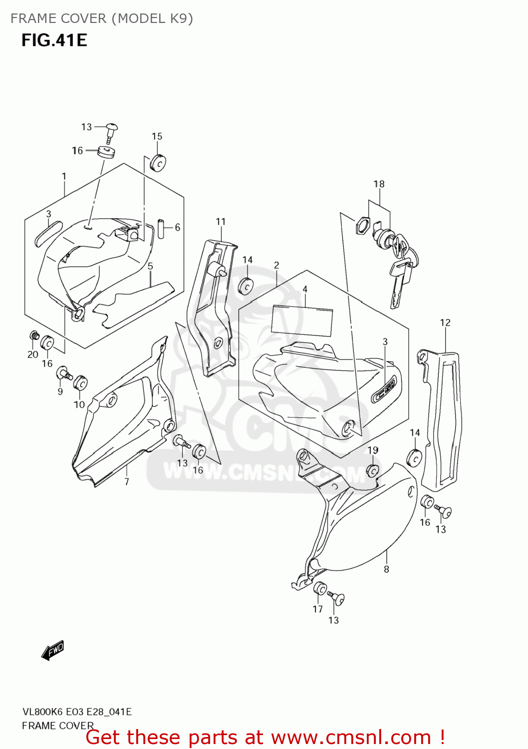 FRAME COVER (MODEL K9) VL800T BOULEVARD C50 2006 (K6) USA CALIFORNIA (E03 E33)