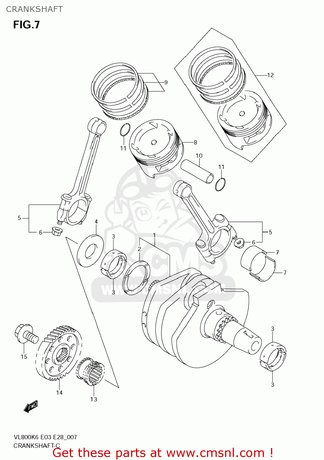 CRANKSHAFT VL800T BOULEVARD C50 2007 (K7) USA CALIFORNIA (E03 E33)