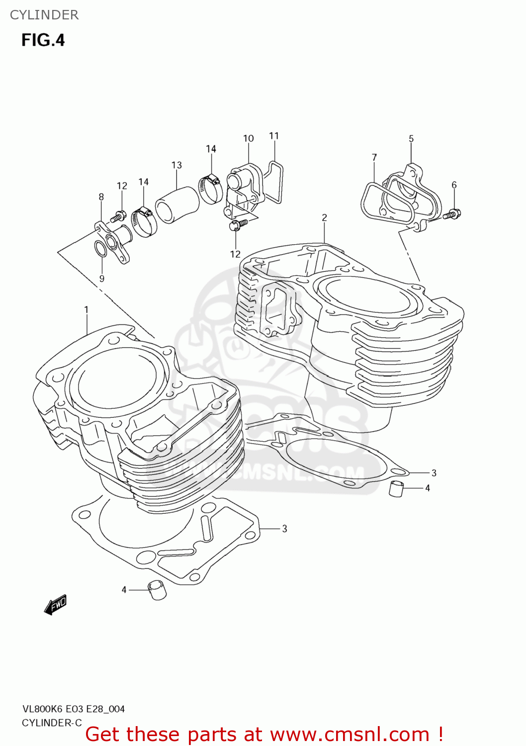CYLINDER VL800T BOULEVARD C50 2007 (K7) USA CALIFORNIA (E03 E33)