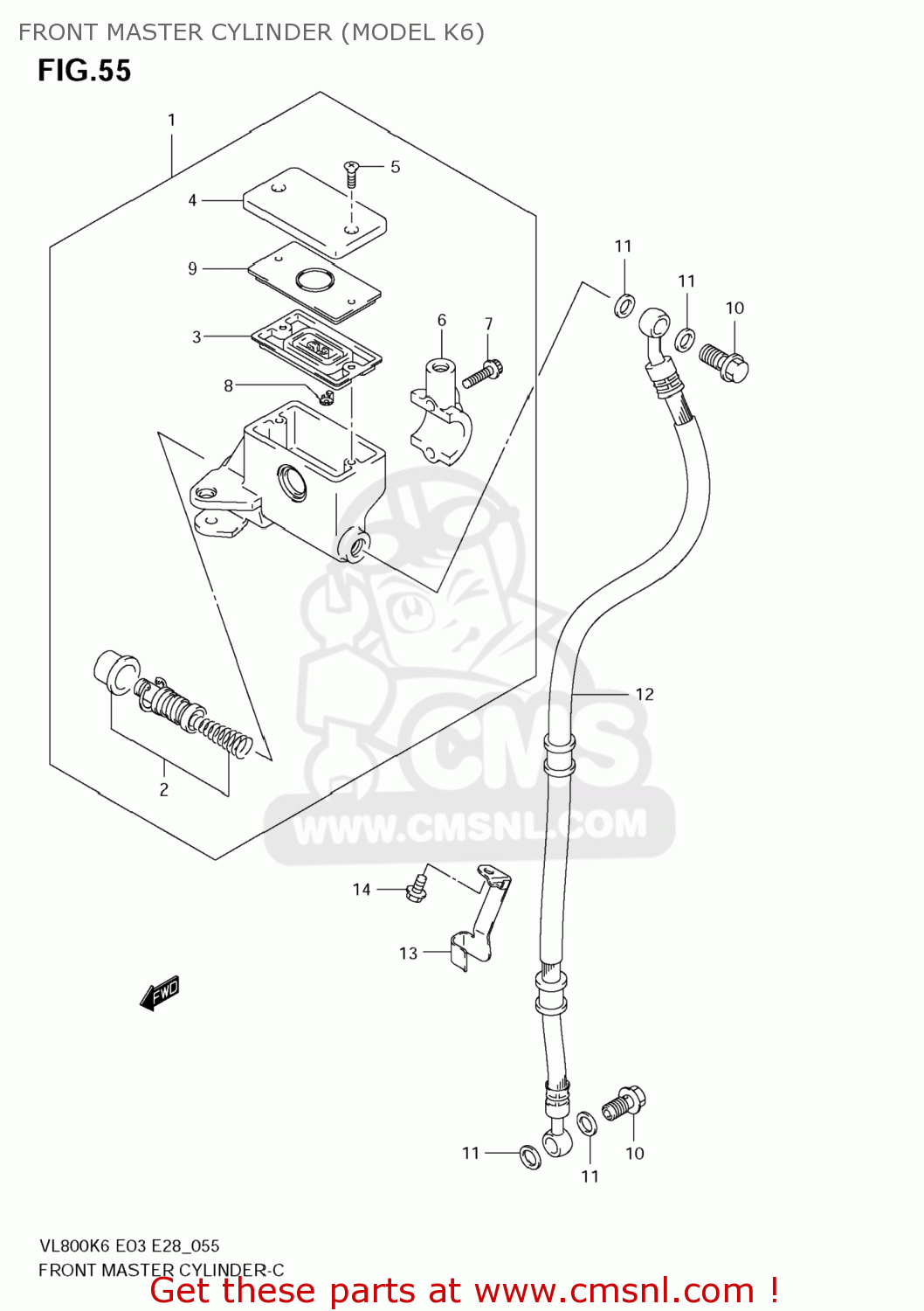 FRONT MASTER CYLINDER (MODEL K6) VL800T BOULEVARD C50 2007 (K7) USA CALIFORNIA (E03 E33)