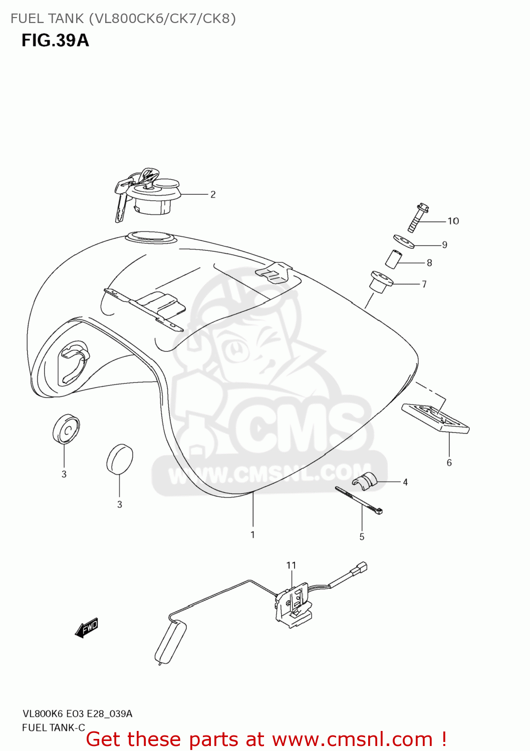 FUEL TANK (VL800CK6/CK7/CK8) VL800T BOULEVARD C50 2007 (K7) USA CALIFORNIA (E03 E33)