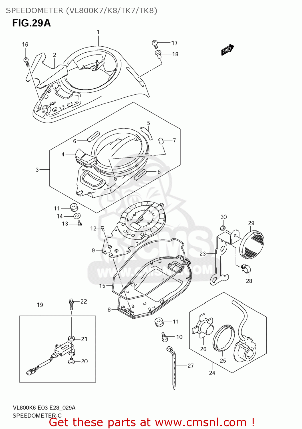 SPEEDOMETER (VL800K7/K8/TK7/TK8) VL800T BOULEVARD C50 2007 (K7) USA CALIFORNIA (E03 E33)
