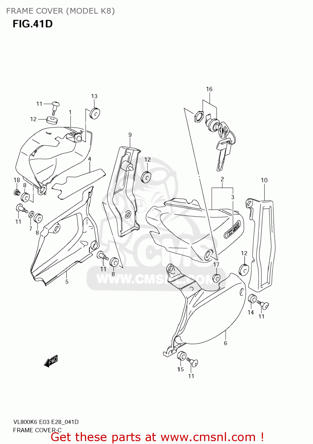 FRAME COVER (MODEL K8) VL800T BOULEVARD C50 2008 (K8) USA CALIFORNIA (E03 E33)