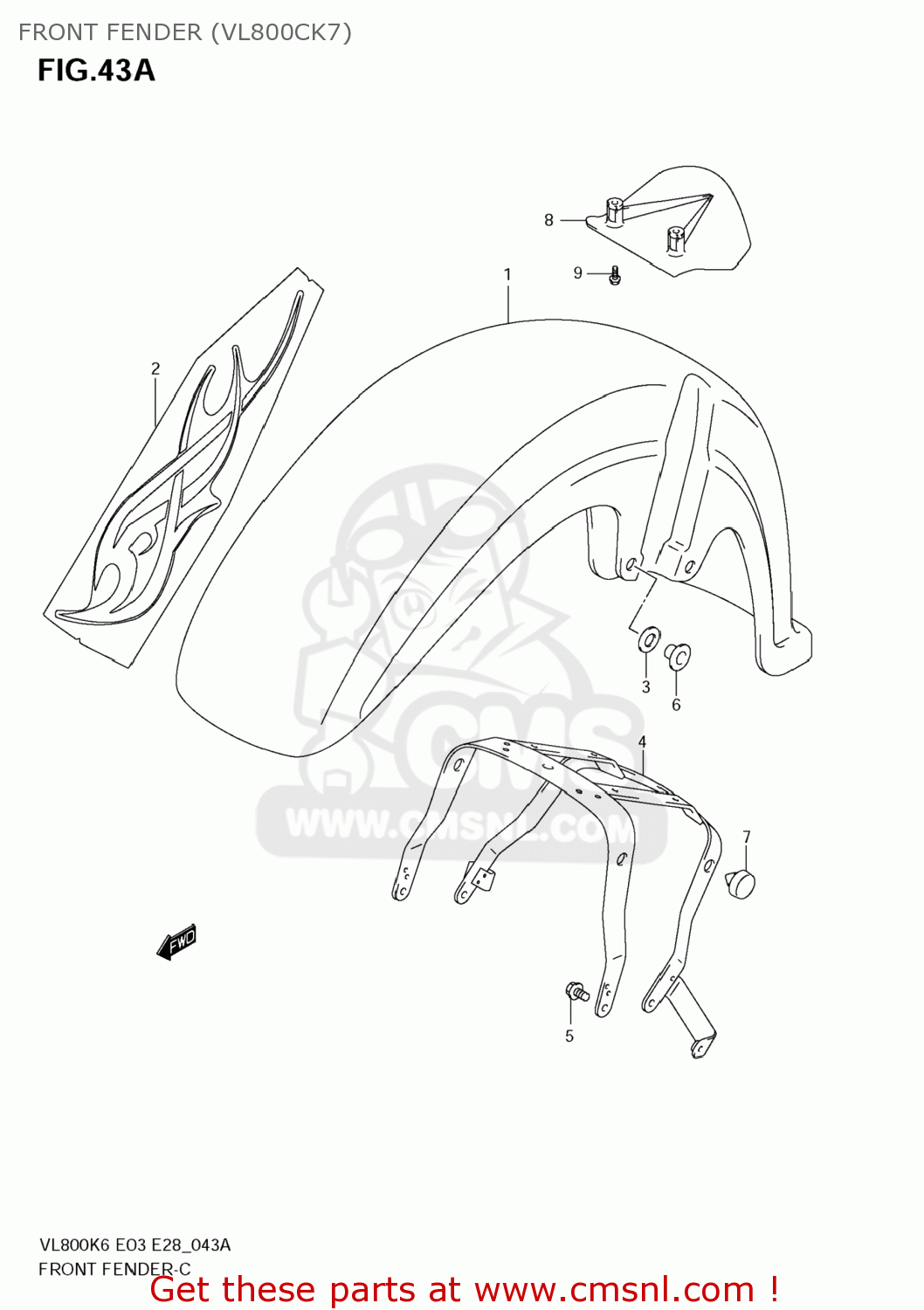 FRONT FENDER (VL800CK7) VL800T BOULEVARD C50 2008 (K8) USA CALIFORNIA (E03 E33)