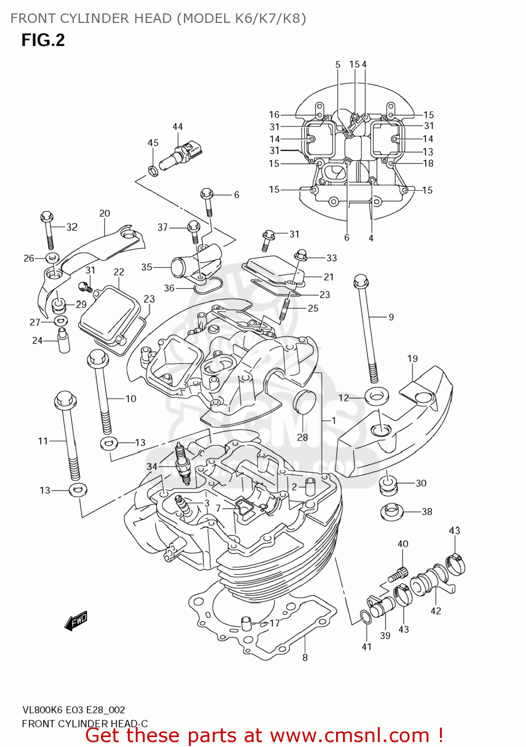 FRONT CYLINDER HEAD (MODEL K6/K7/K8) VL800T BOULEVARD C50 2009 (K9) USA CALIFORNIA (E03 E33)