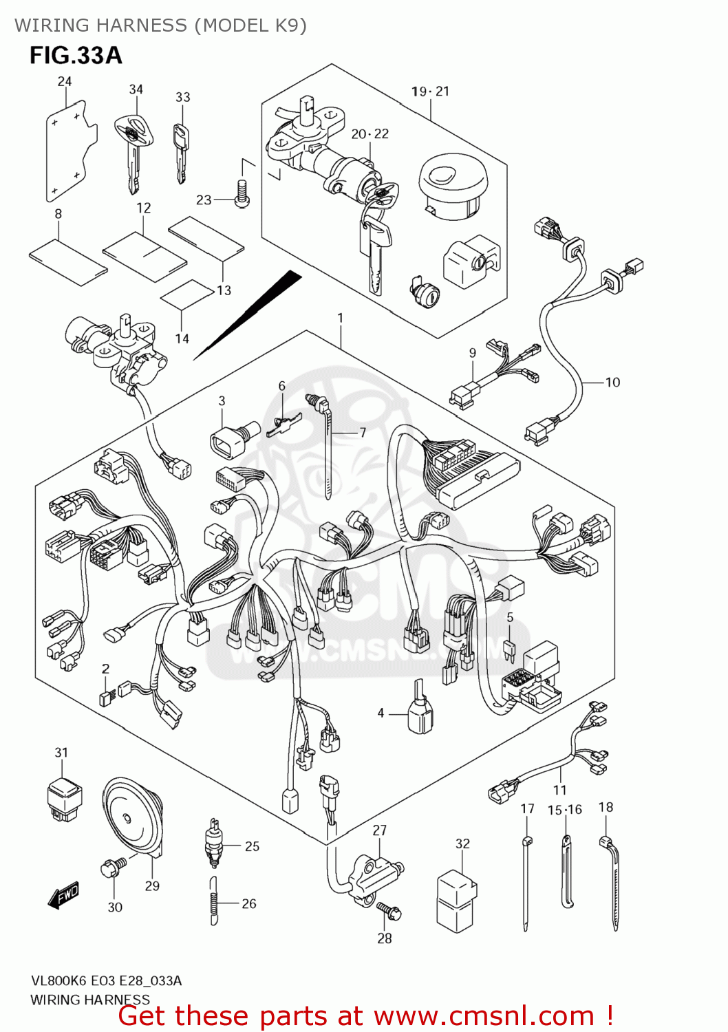 WIRING HARNESS (MODEL K9) VL800T BOULEVARD C50 2009 (K9) USA CALIFORNIA (E03 E33)