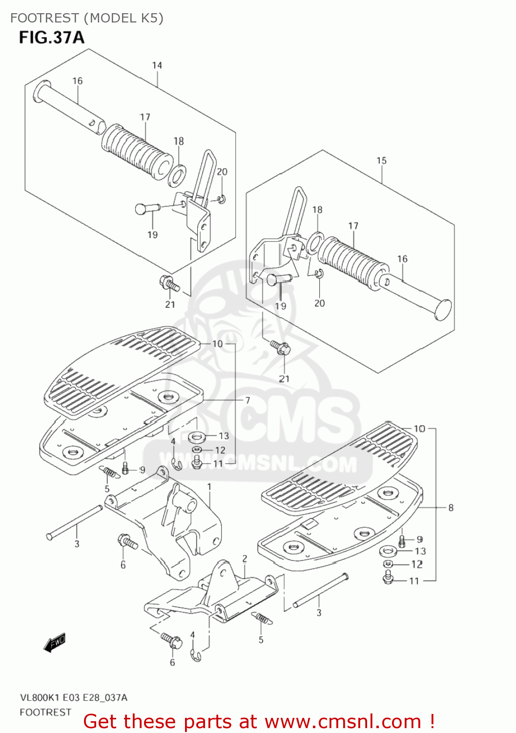 FOOTREST (MODEL K5) VL800Z BOULEVARD C50 2005 (K5) CALIFORNIA (E33)