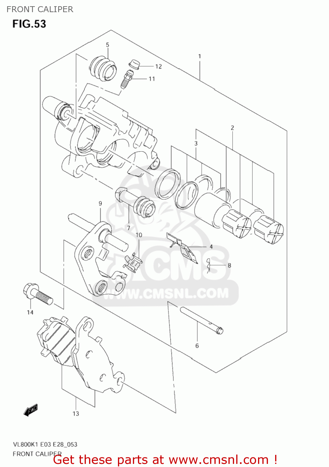 FRONT CALIPER VL800Z BOULEVARD C50 2005 (K5) CALIFORNIA (E33)