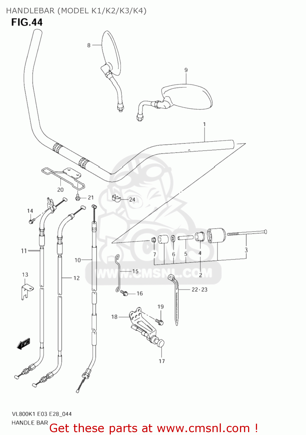 HANDLEBAR (MODEL K1/K2/K3/K4) VL800Z BOULEVARD C50 2005 (K5) CALIFORNIA (E33)