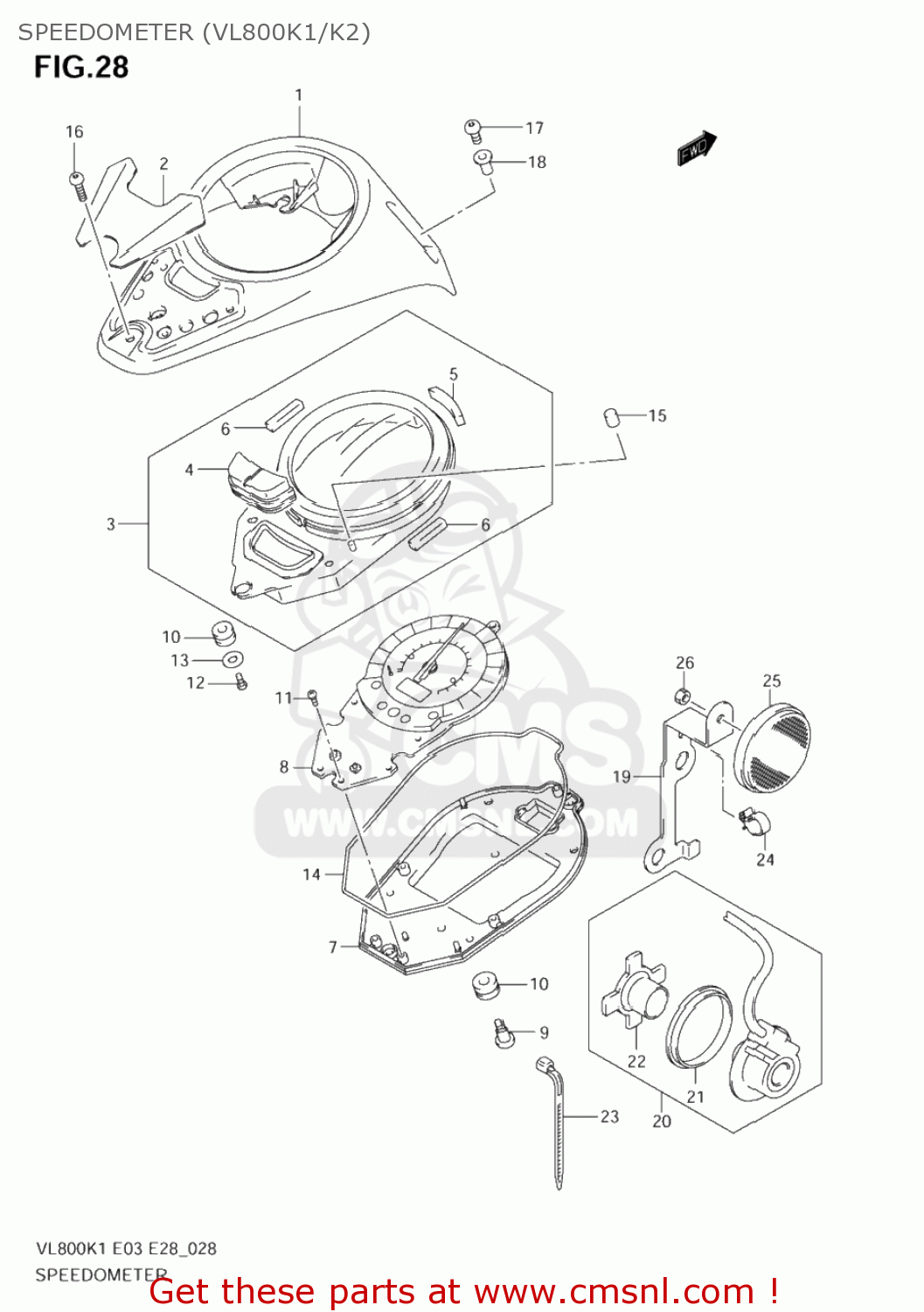 SPEEDOMETER (VL800K1/K2) VL800Z BOULEVARD C50 2005 (K5) CALIFORNIA (E33)