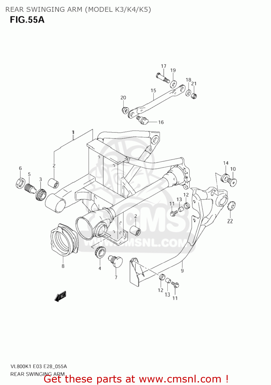 REAR SWINGING ARM (MODEL K3/K4/K5) VL800Z VOLUSIA 2001 (K1) USA (E03)