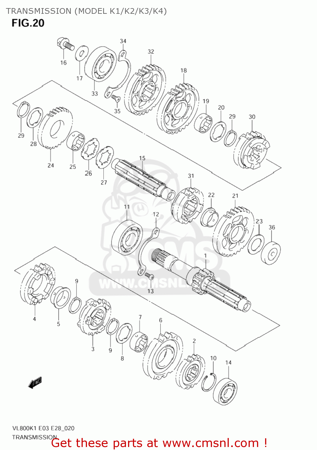 TRANSMISSION (MODEL K1/K2/K3/K4) VL800Z VOLUSIA 2002 (K2) USA (E03)