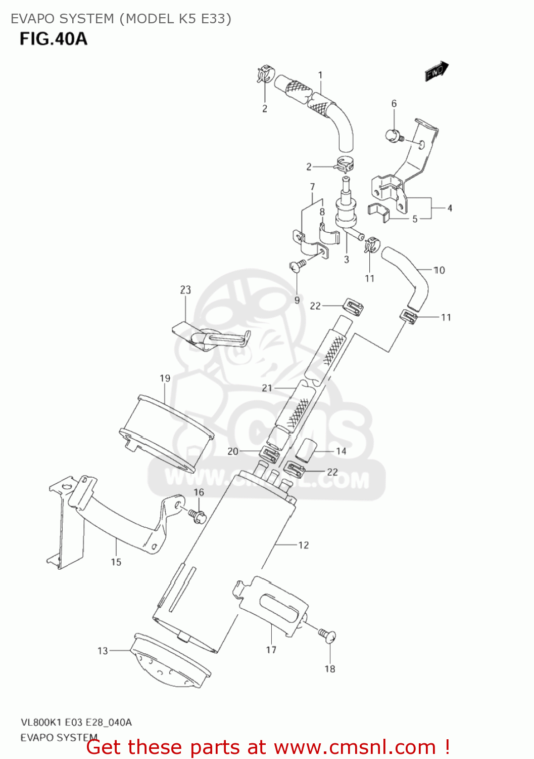 EVAPO SYSTEM (MODEL K5 E33) VL800Z VOLUSIA 2003 (K3) USA (E03)
