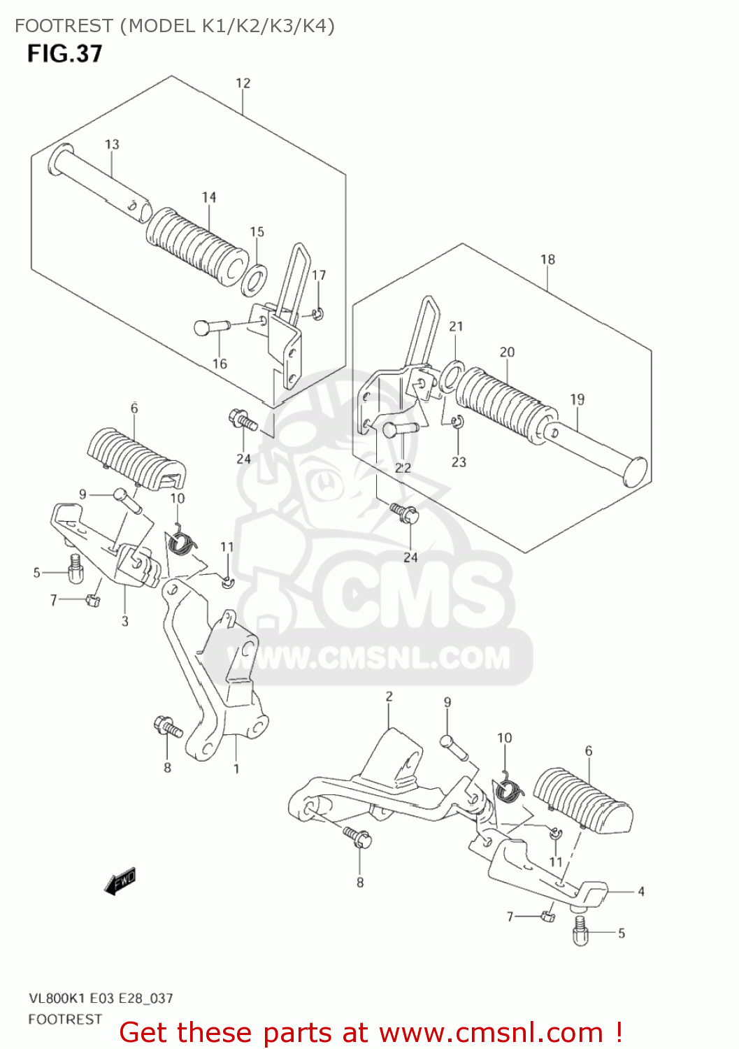 FOOTREST (MODEL K1/K2/K3/K4) VL800Z VOLUSIA 2003 (K3) USA (E03)