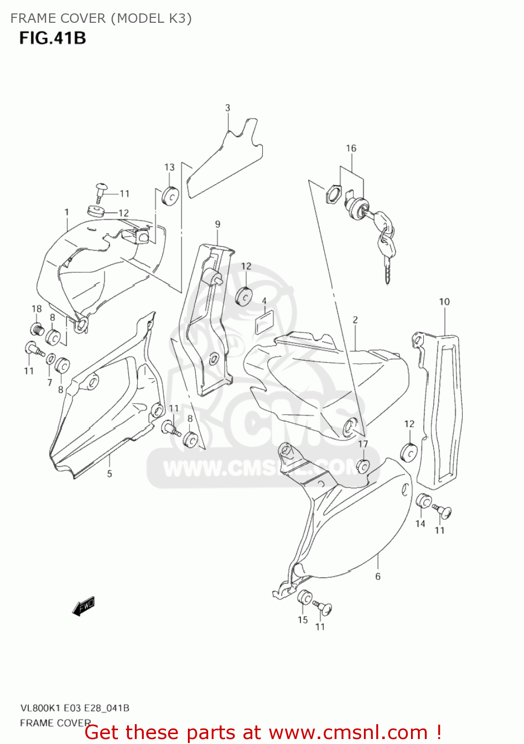 FRAME COVER (MODEL K3) VL800Z VOLUSIA 2003 (K3) USA (E03)
