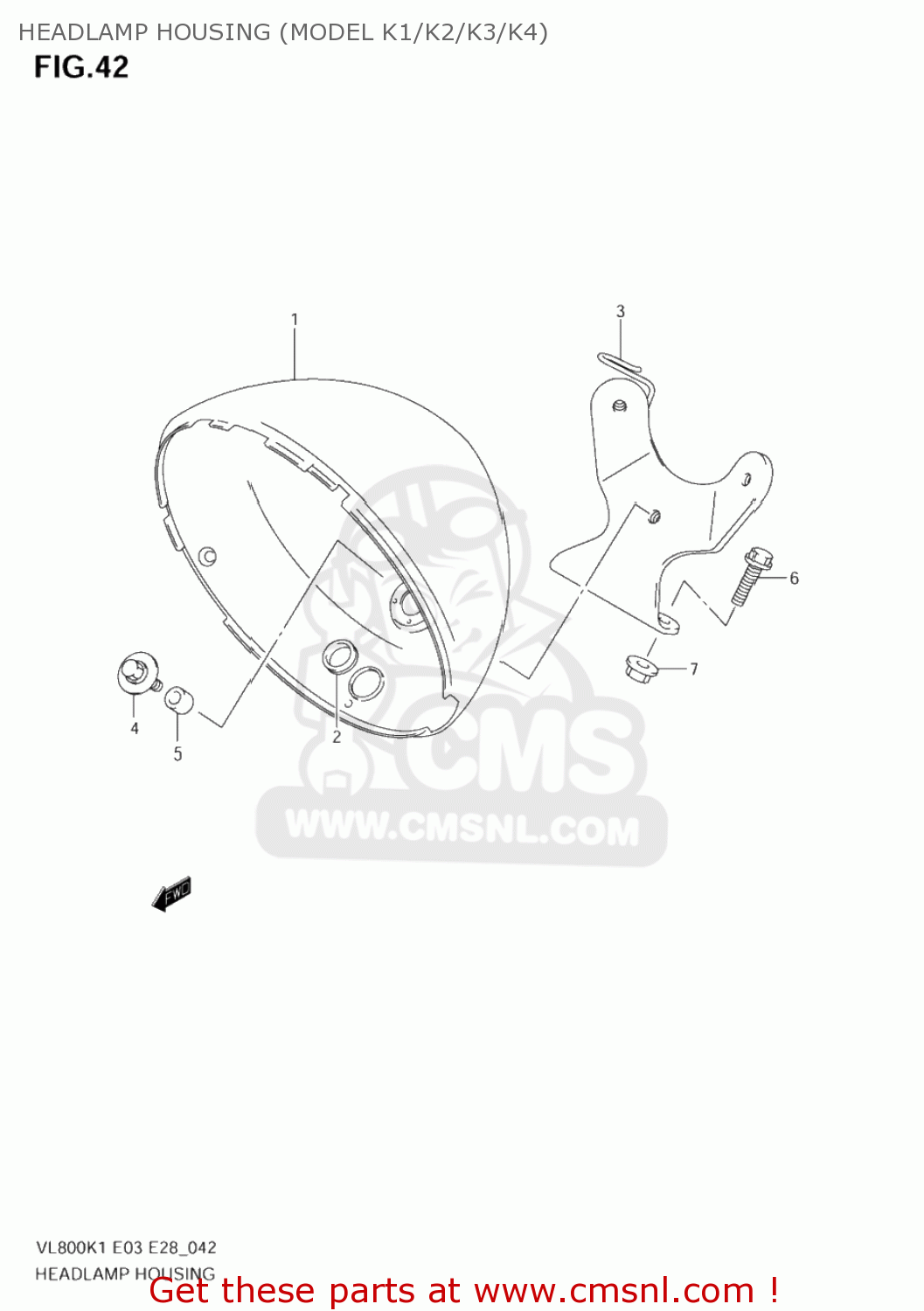 HEADLAMP HOUSING (MODEL K1/K2/K3/K4) VL800Z VOLUSIA 2003 (K3) USA (E03)