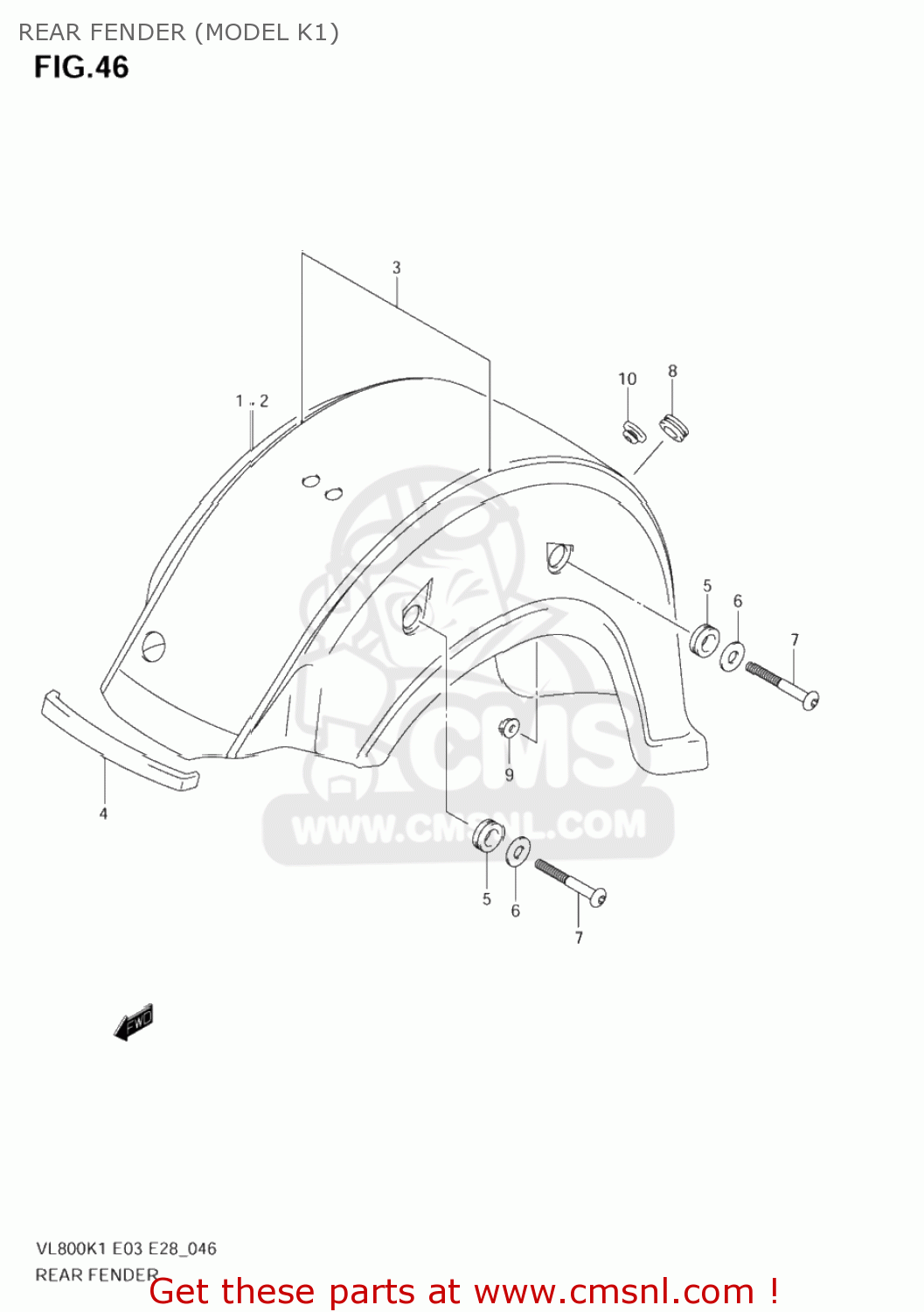 REAR FENDER (MODEL K1) VL800Z VOLUSIA 2003 (K3) USA (E03)