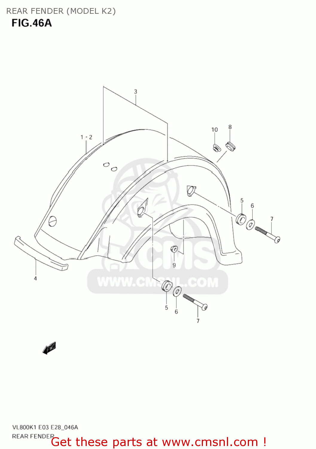 REAR FENDER (MODEL K2) VL800Z VOLUSIA 2003 (K3) USA (E03)