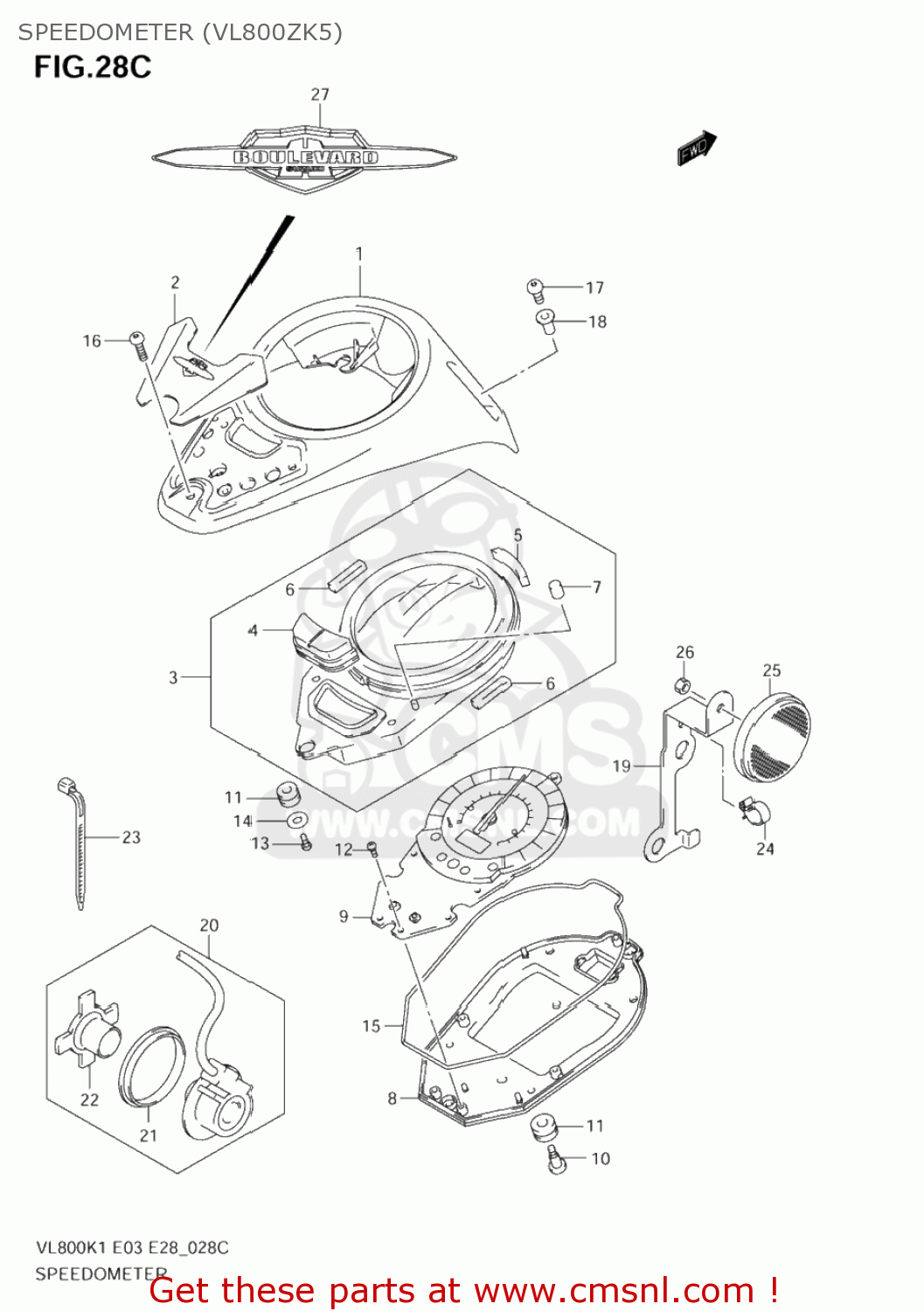 SPEEDOMETER (VL800ZK5) VL800Z VOLUSIA 2003 (K3) USA (E03)