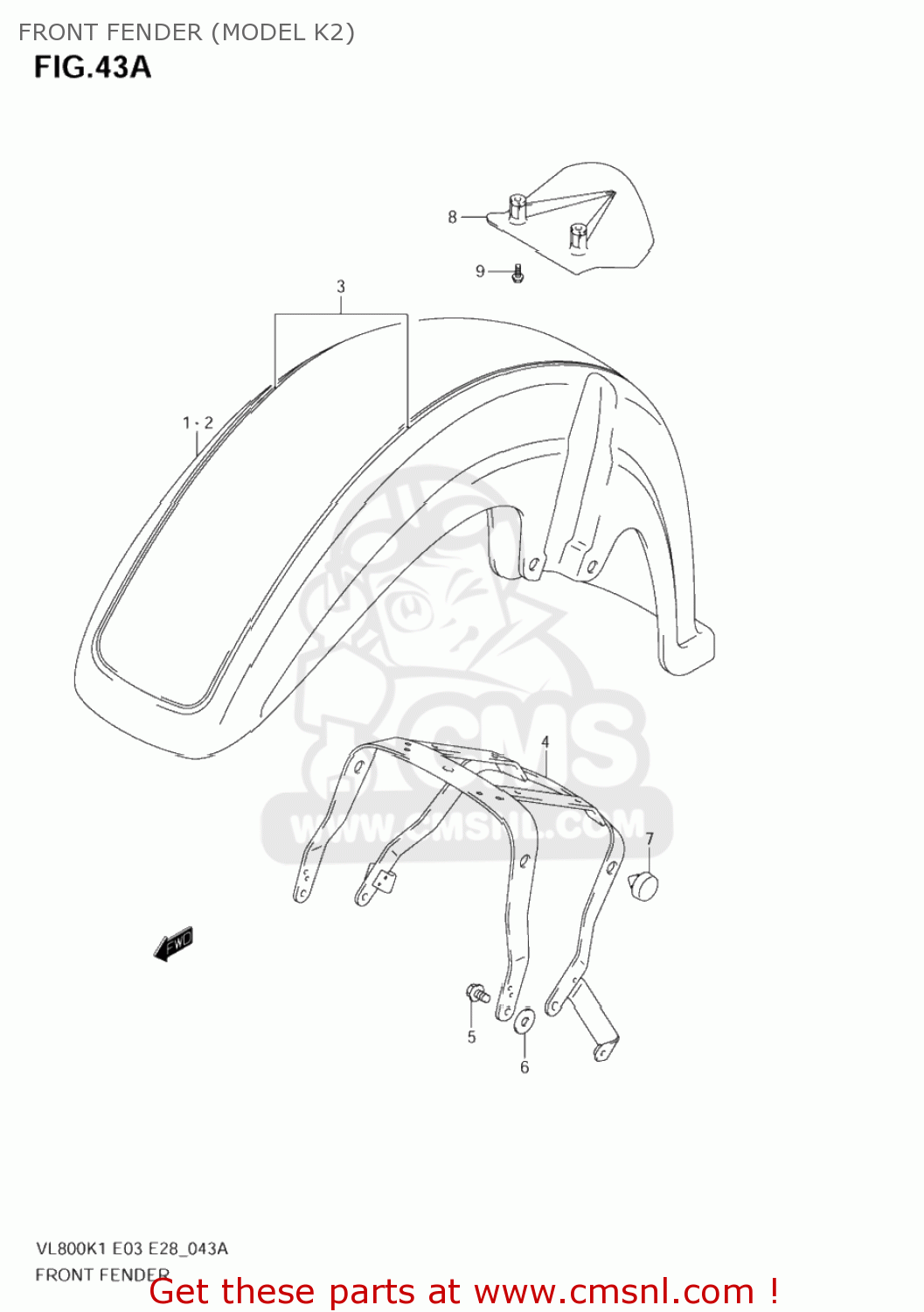 FRONT FENDER (MODEL K2) VL800Z VOLUSIA 2004 (K4) USA (E03)
