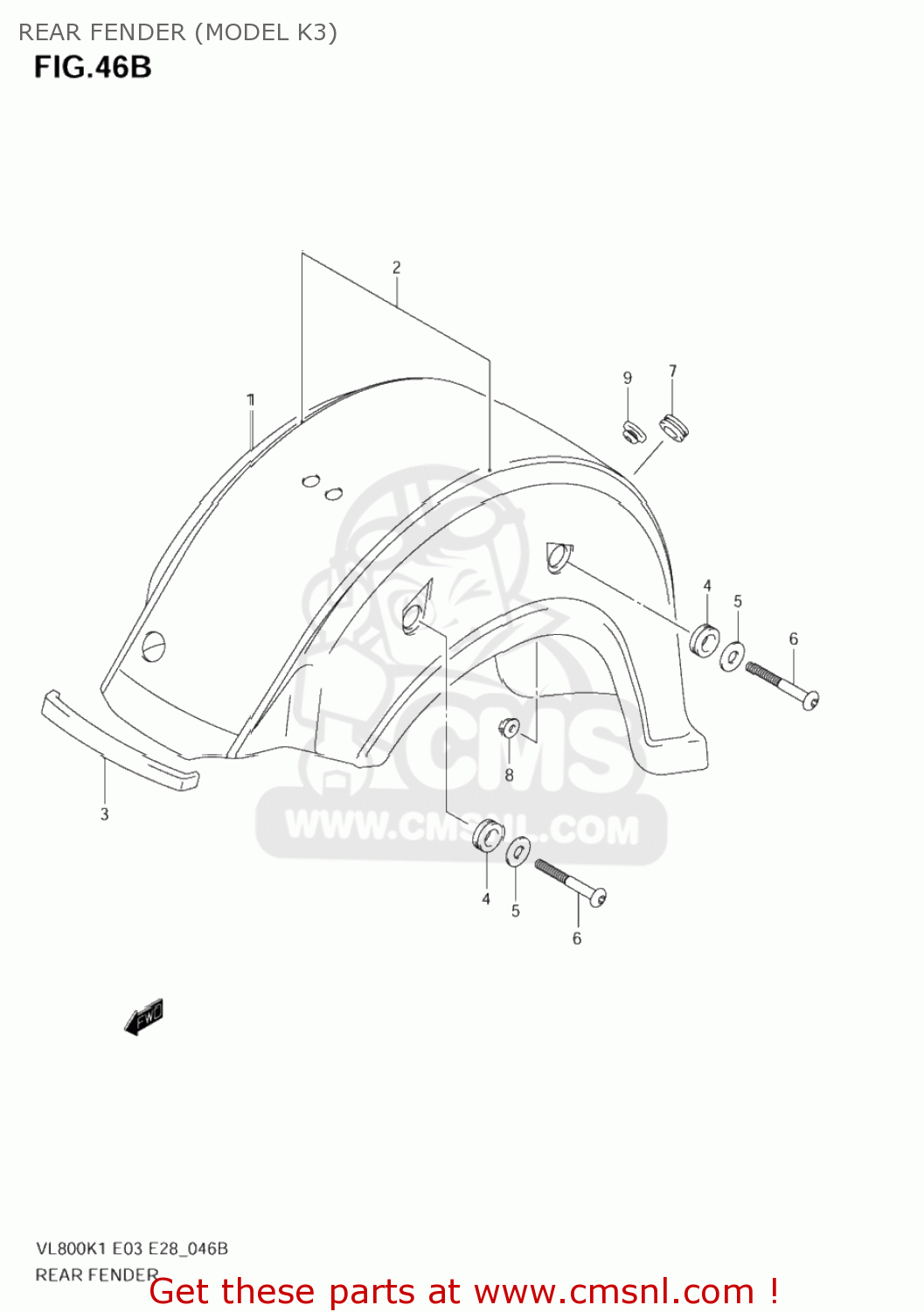 REAR FENDER (MODEL K3) VL800Z VOLUSIA 2004 (K4) USA (E03)