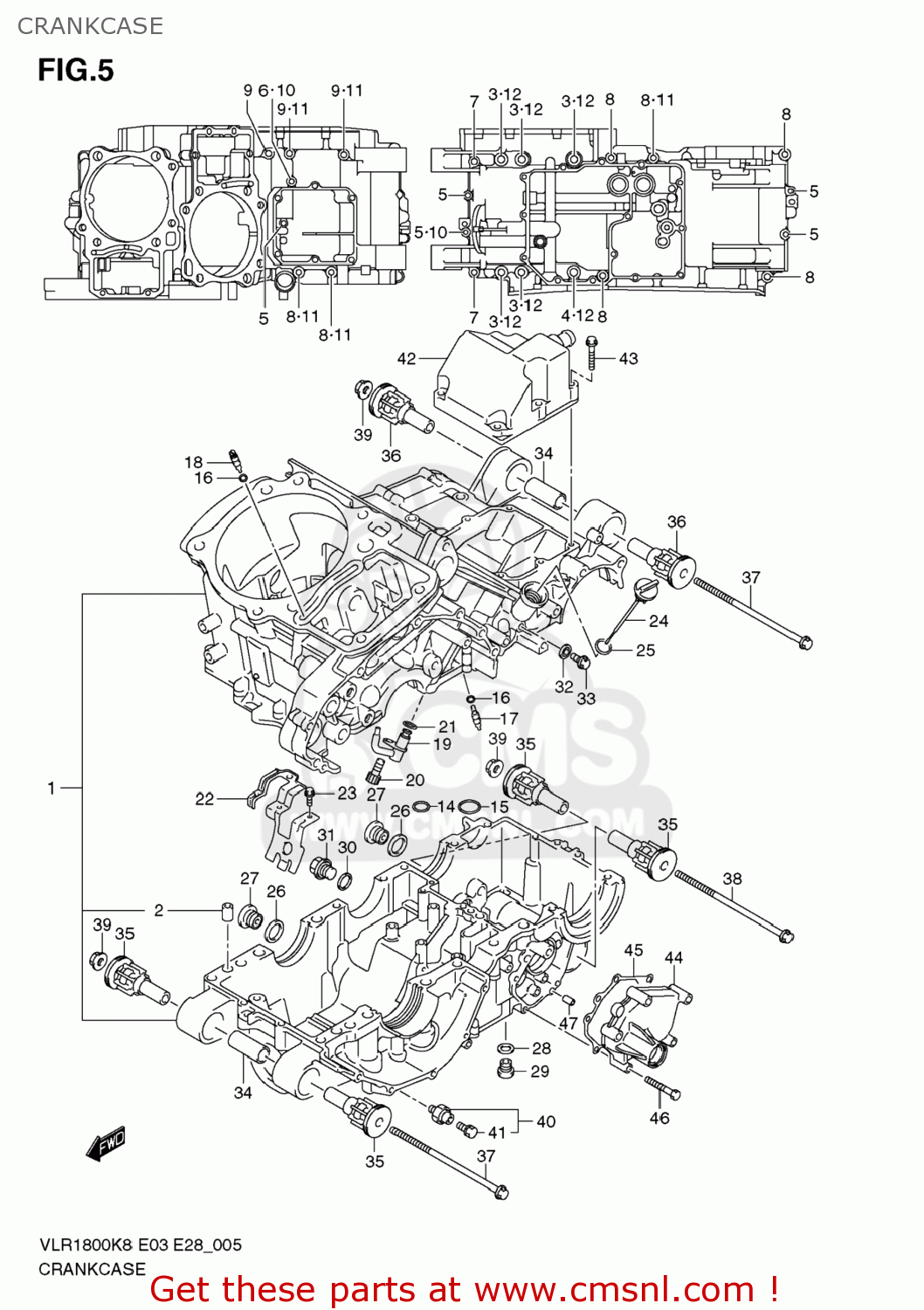 CRANKCASE VLR1800 BOULEVARD C109R 2008 (K8) USA CALIFORNIA (E03 E33)