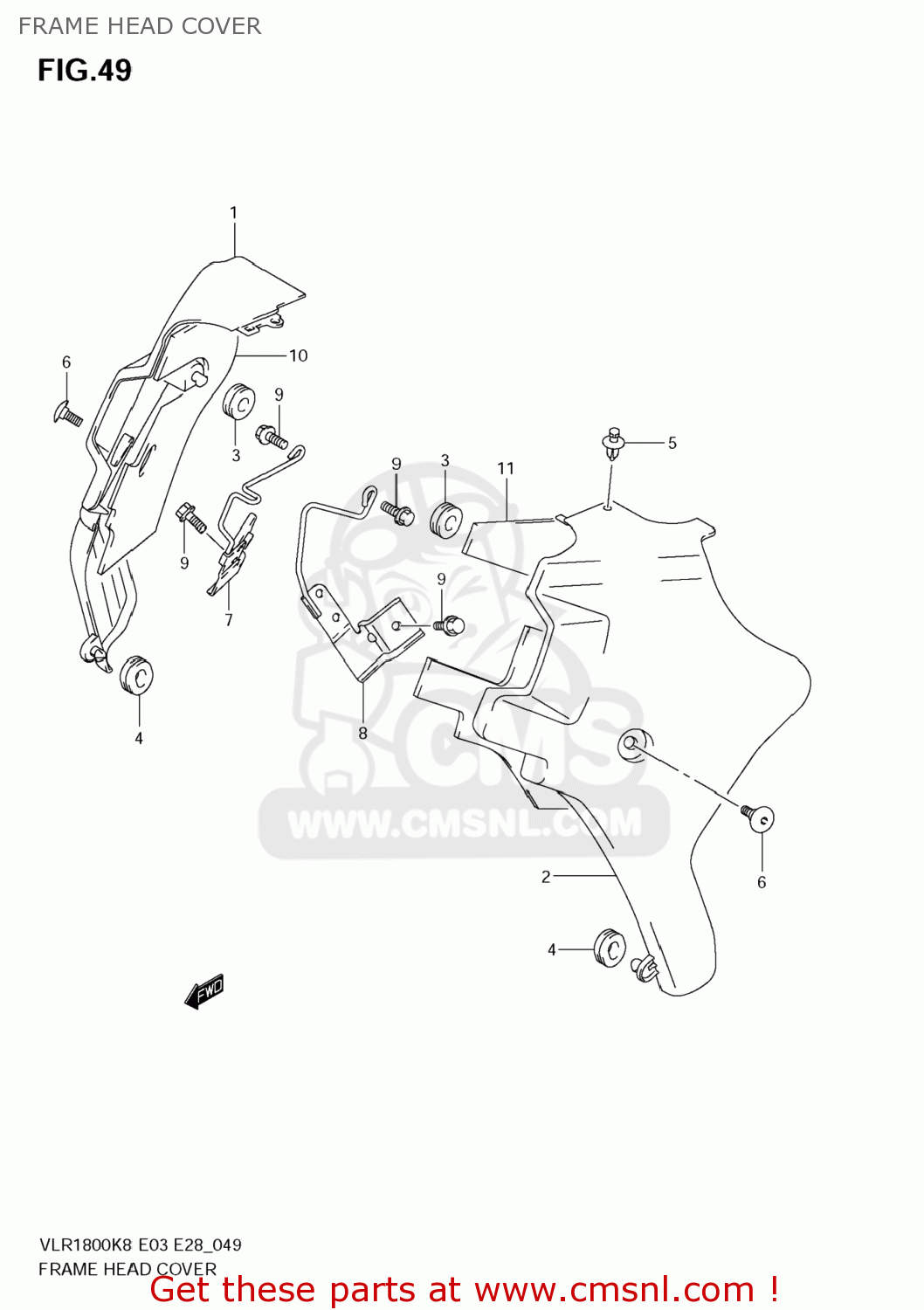 FRAME HEAD COVER VLR1800 BOULEVARD C109R 2008 (K8) USA CALIFORNIA (E03 E33)