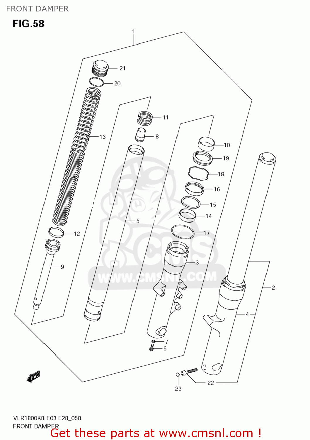 FRONT DAMPER VLR1800 BOULEVARD C109R 2008 (K8) USA CALIFORNIA (E03 E33)