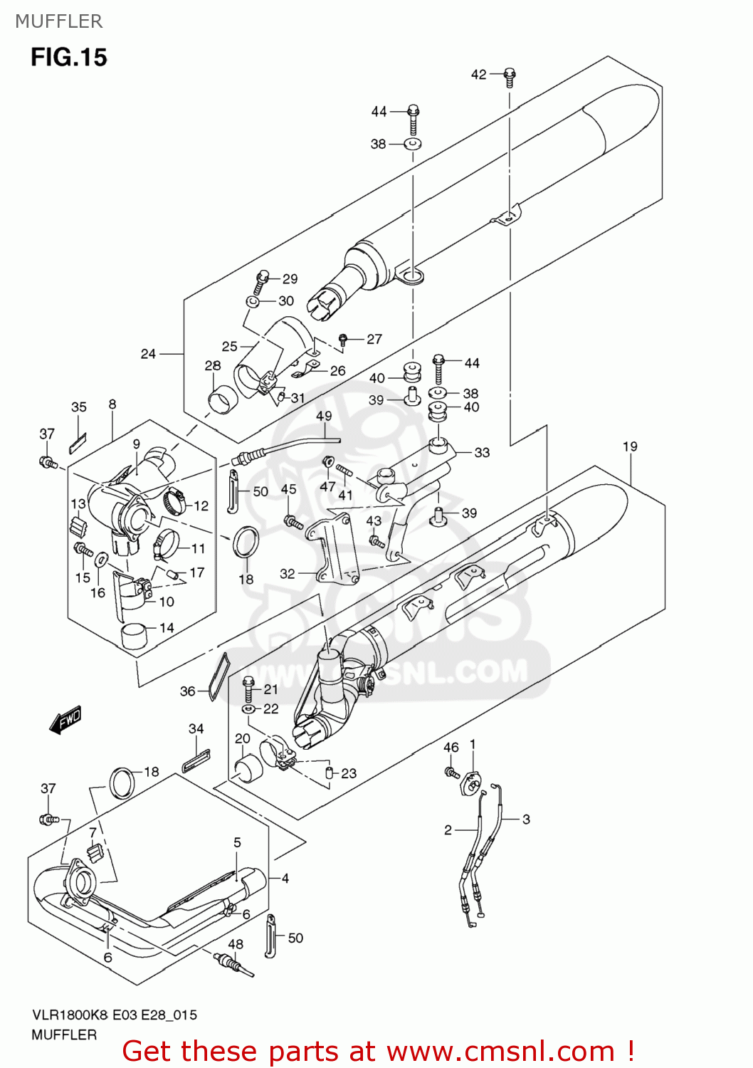 MUFFLER VLR1800 BOULEVARD C109R 2008 (K8) USA CALIFORNIA (E03 E33)