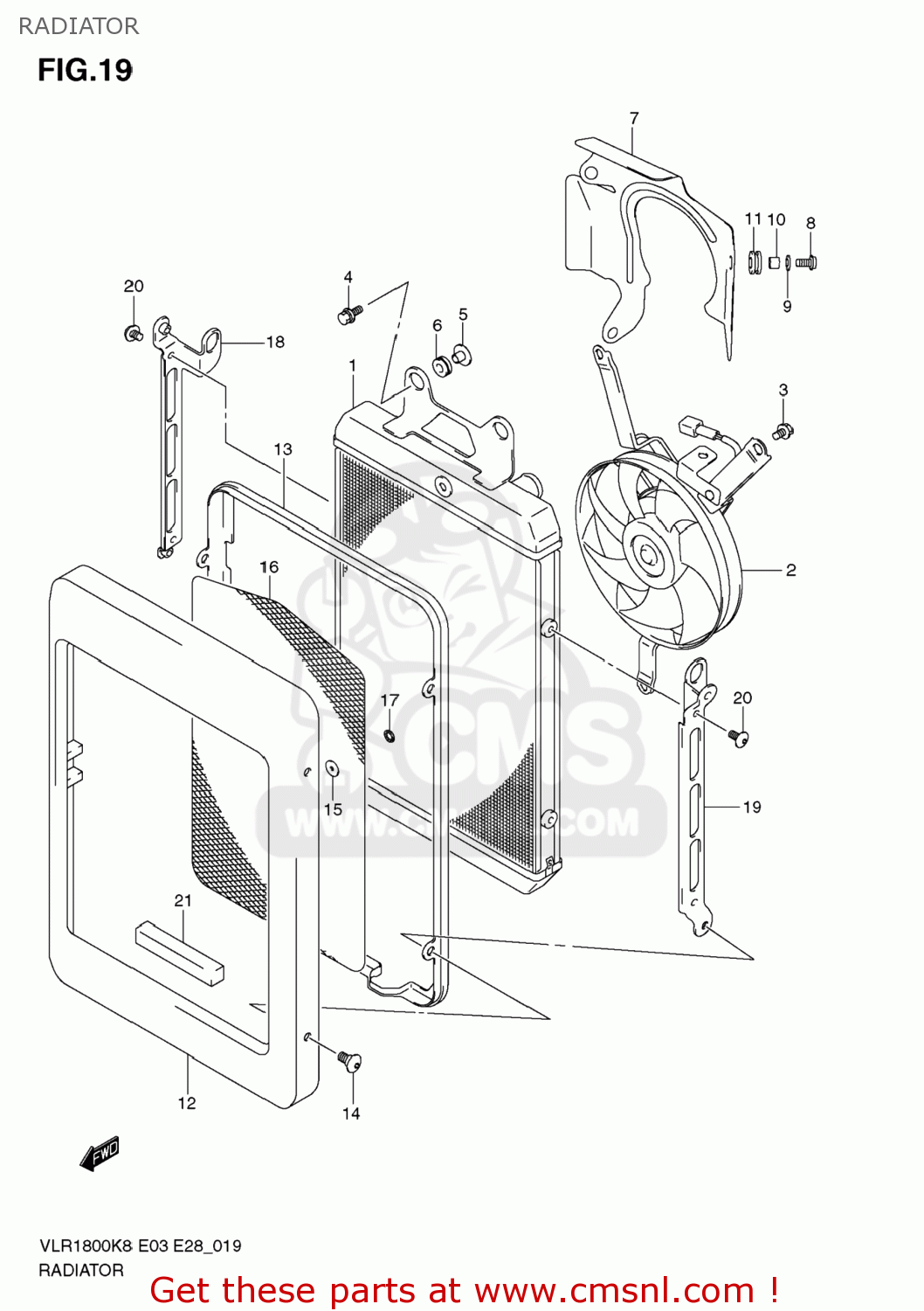 RADIATOR VLR1800 BOULEVARD C109R 2008 (K8) USA CALIFORNIA (E03 E33)