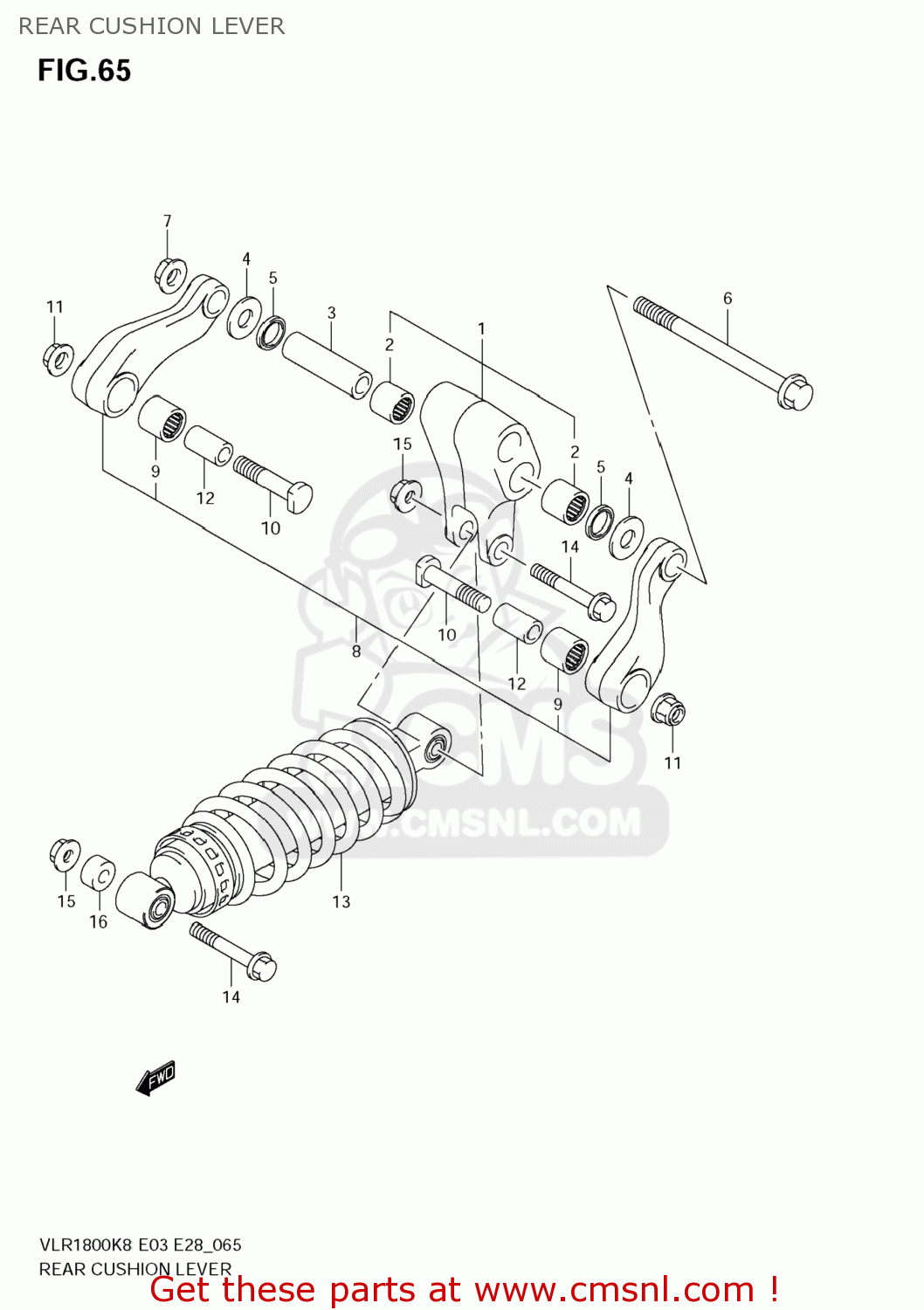 REAR CUSHION LEVER VLR1800 BOULEVARD C109R 2008 (K8) USA CALIFORNIA (E03 E33)