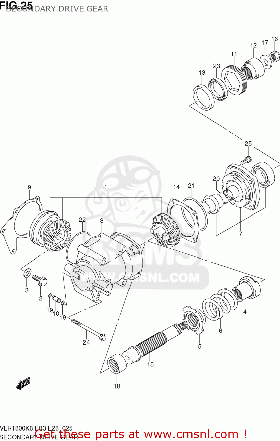 SECONDARY DRIVE GEAR VLR1800 BOULEVARD C109R 2008 (K8) USA CALIFORNIA (E03 E33)