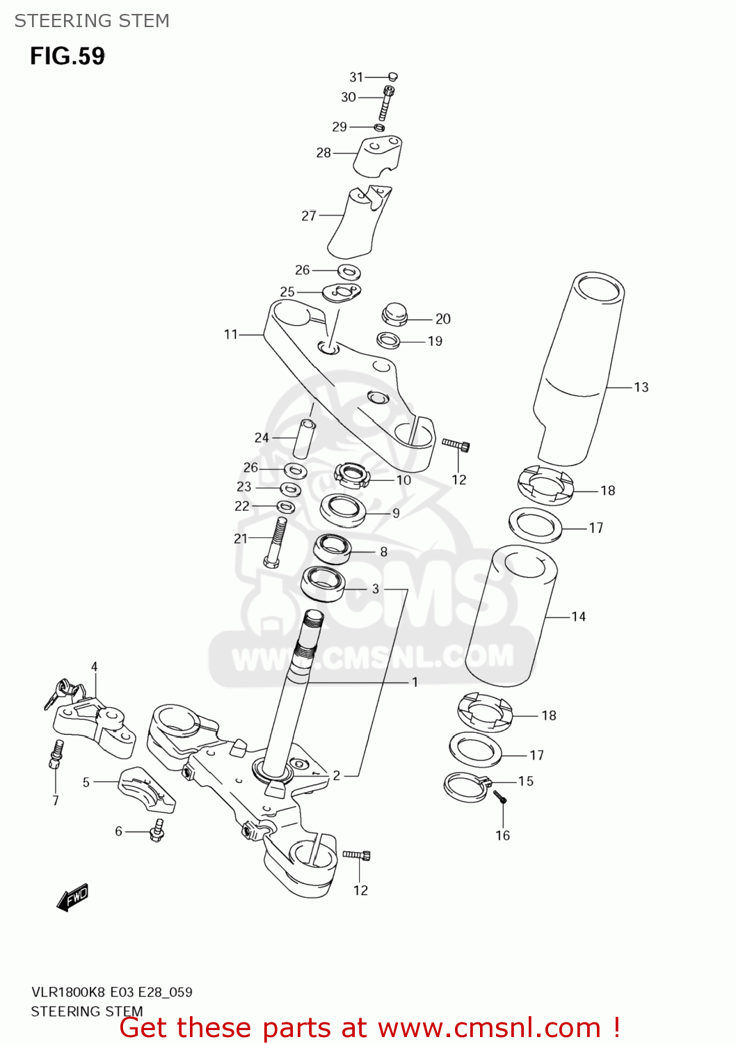 STEERING STEM VLR1800 BOULEVARD C109R 2008 (K8) USA CALIFORNIA (E03 E33)