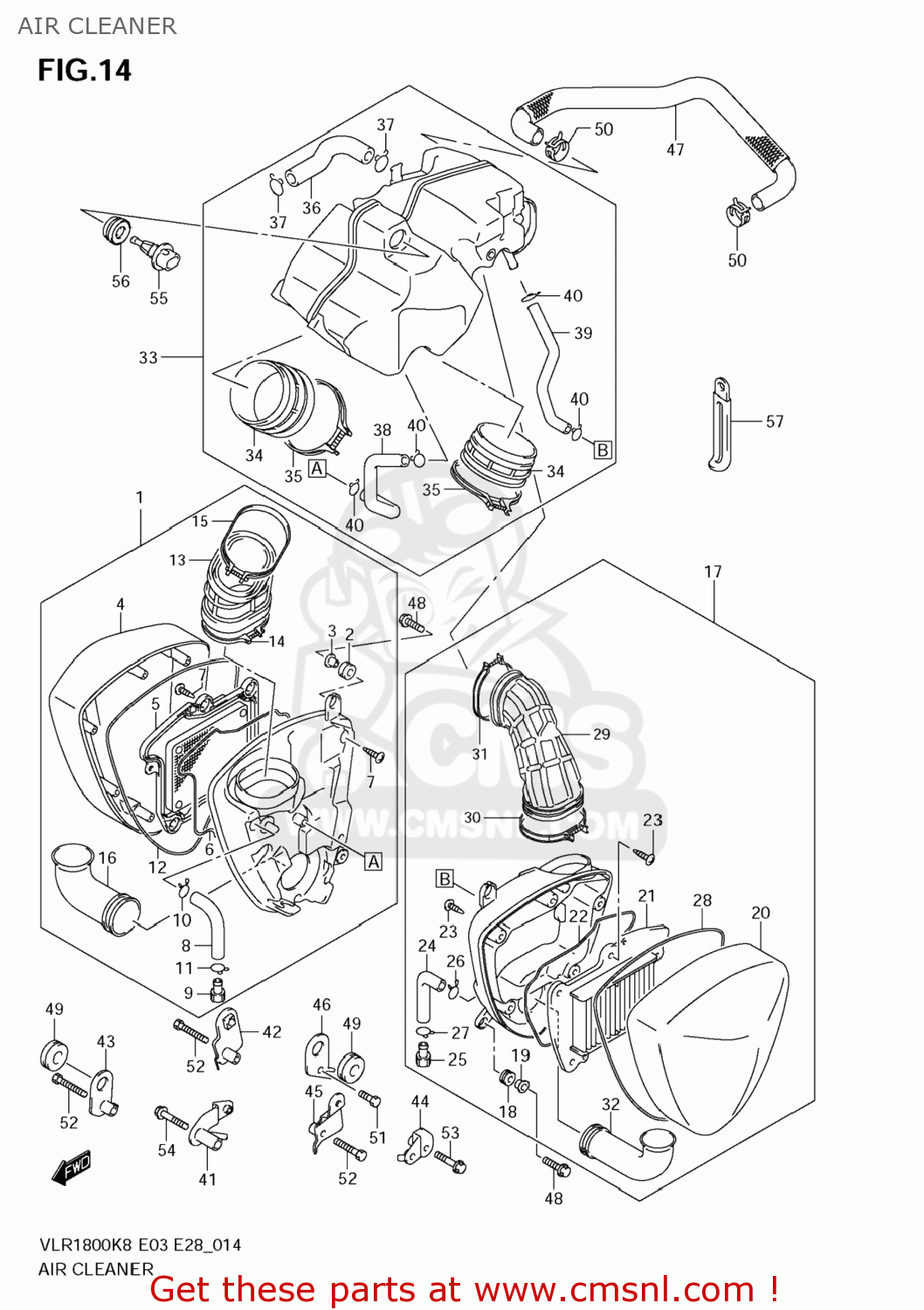 AIR CLEANER VLR1800 BOULEVARD C109R 2009 (K9) CALIFORNIA (E33)