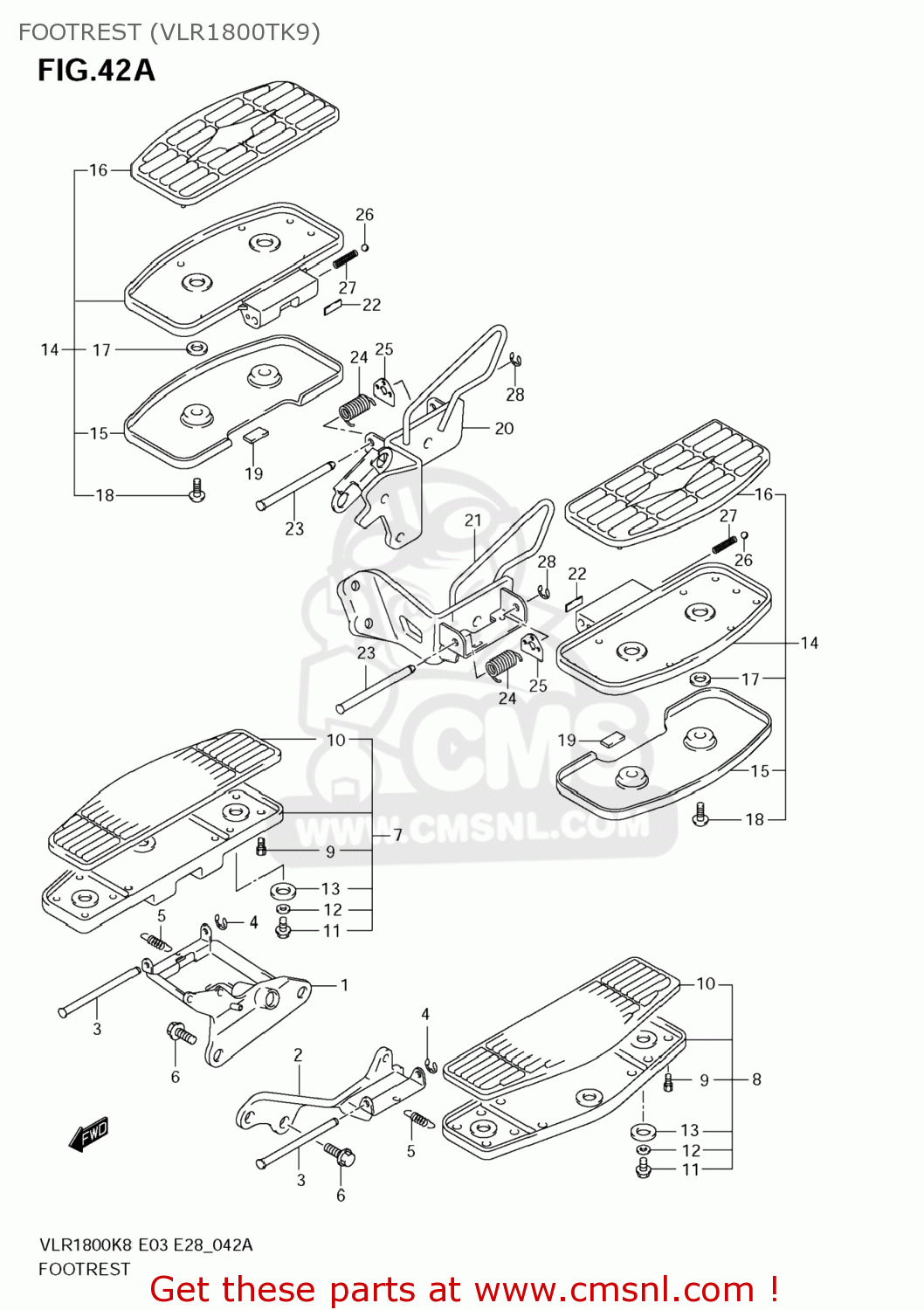 FOOTREST (VLR1800TK9) VLR1800 BOULEVARD C109R 2009 (K9) CALIFORNIA (E33)