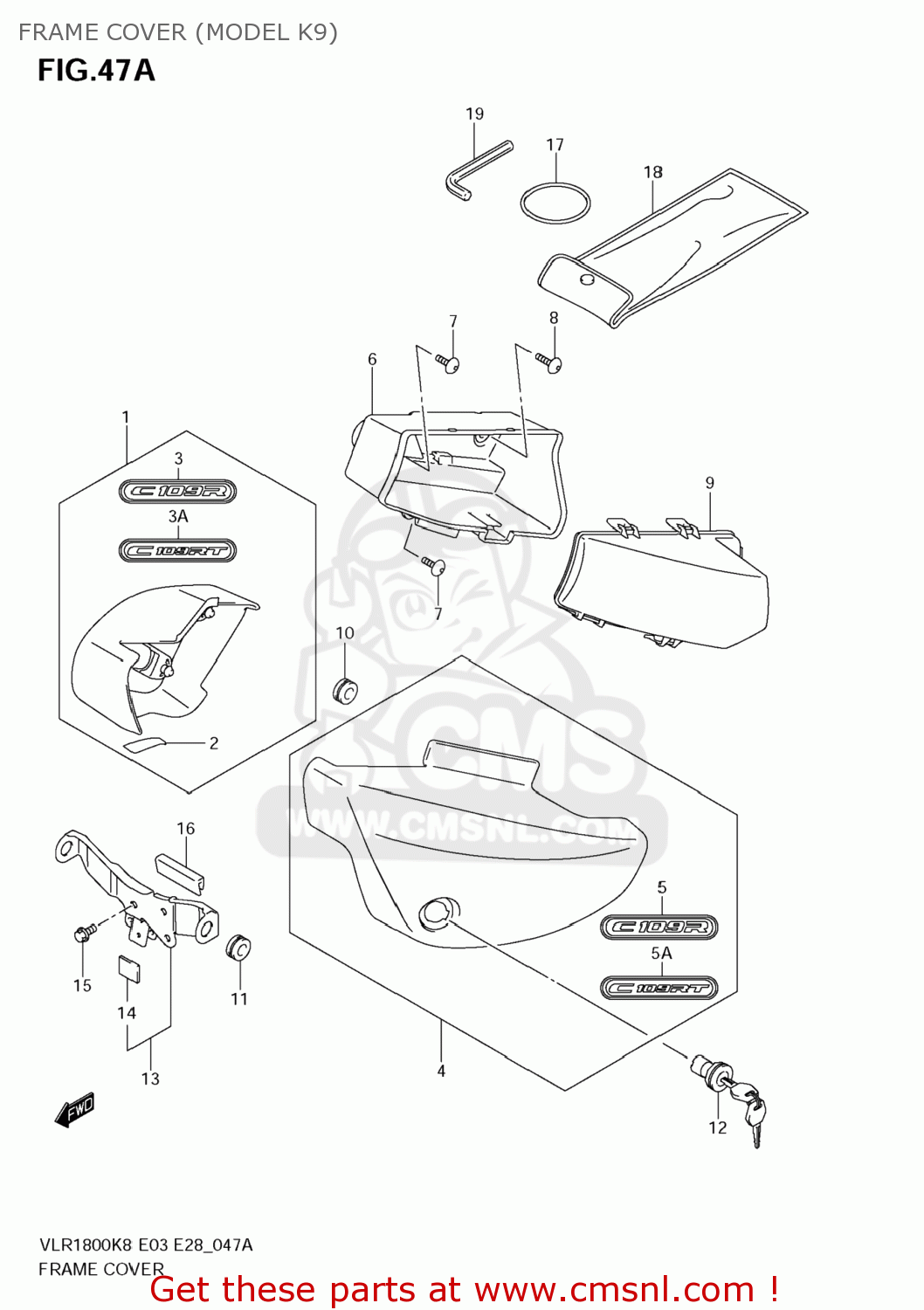 FRAME COVER (MODEL K9) VLR1800 BOULEVARD C109R 2009 (K9) CALIFORNIA (E33)