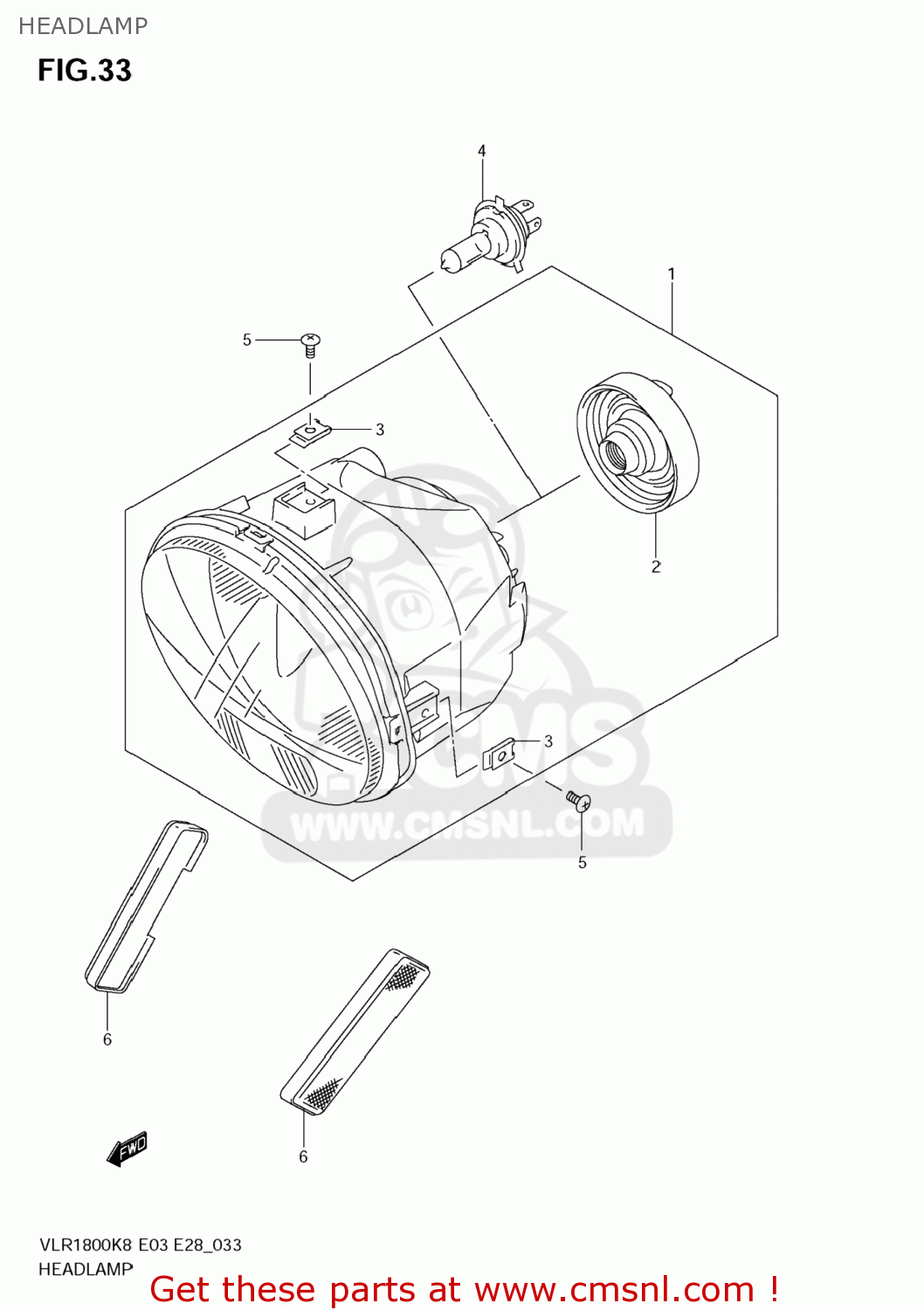 HEADLAMP VLR1800 BOULEVARD C109R 2009 (K9) CALIFORNIA (E33)